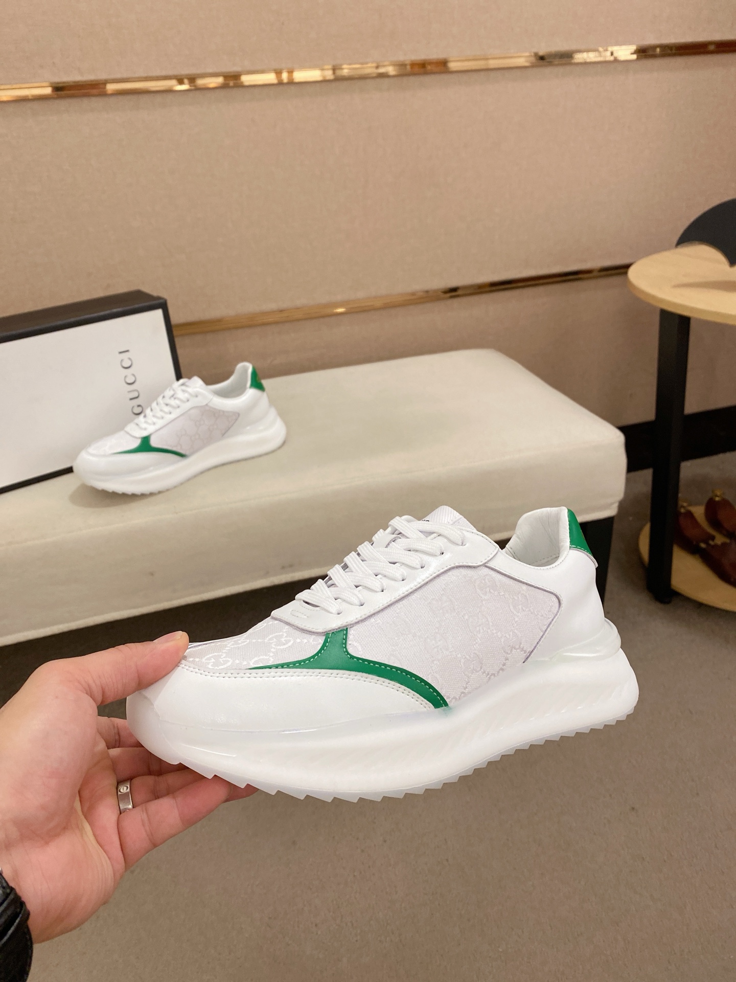 Gucci Men's Ace Sneaker Italian Leather White/Green Size 38-44 4 i1742627676397 8316 0 2