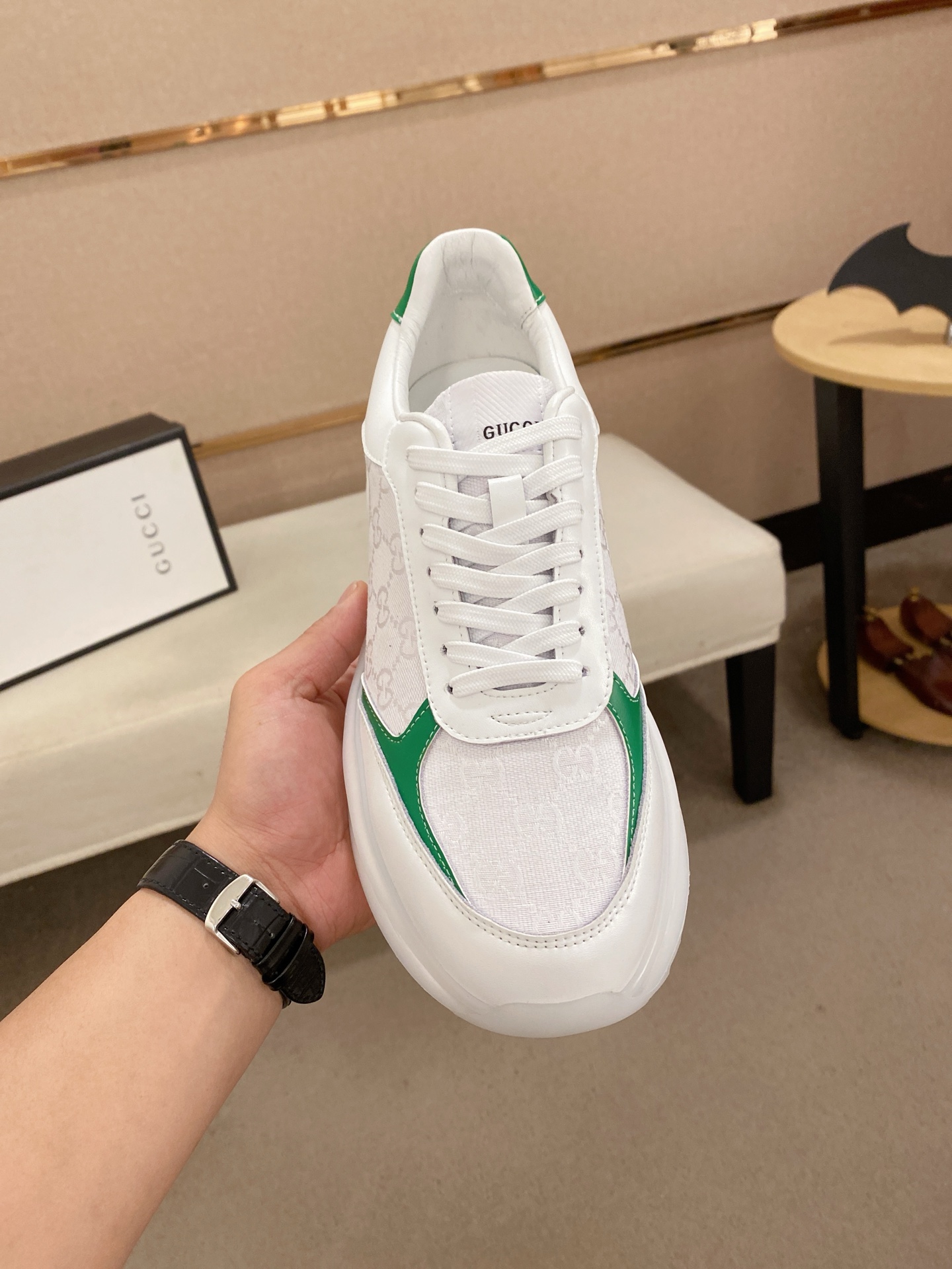 Gucci Men's Ace Sneaker Italian Leather White/Green Size 38-44 3 i1742627676398 9072 0 1