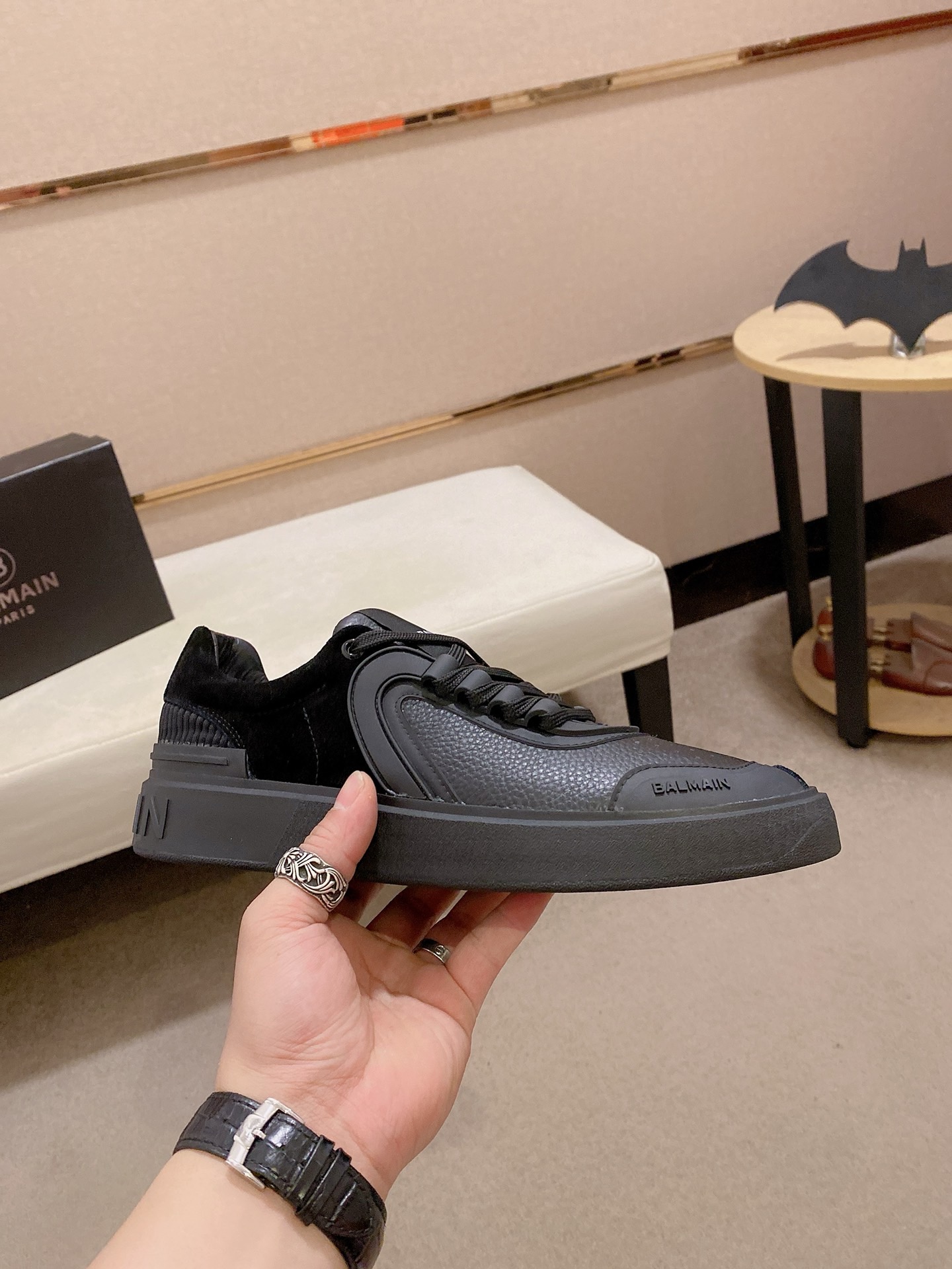 Balmain Men's Black Leather & Suede Lace-Up Sneakers, Sizes 39-44 5 i1742631125537 2553 0 3