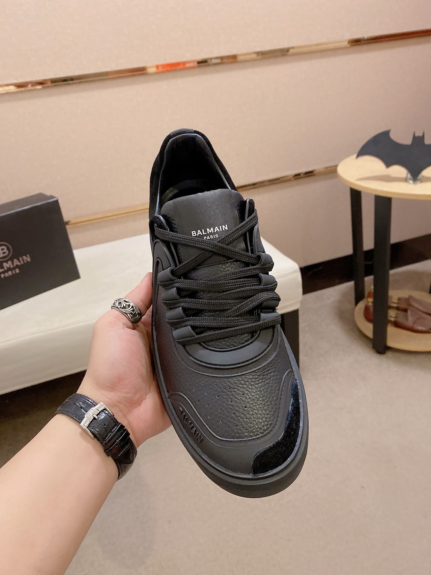 Balmain Men's Black Leather & Suede Lace-Up Sneakers, Sizes 39-44 3 i1742631127578 440 0 1