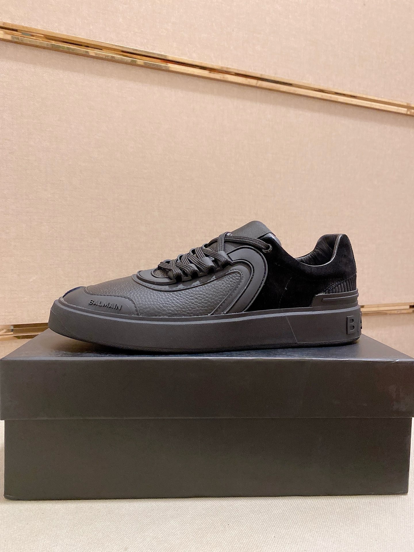 Balmain Men's Black Leather & Suede Lace-Up Sneakers, Sizes 39-44