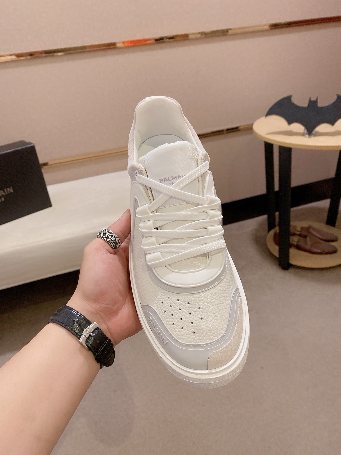 Balmain Men's White Leather & Suede Lace-Up Sneakers - Size 39-44 3 i1742631200230 2447 0 1