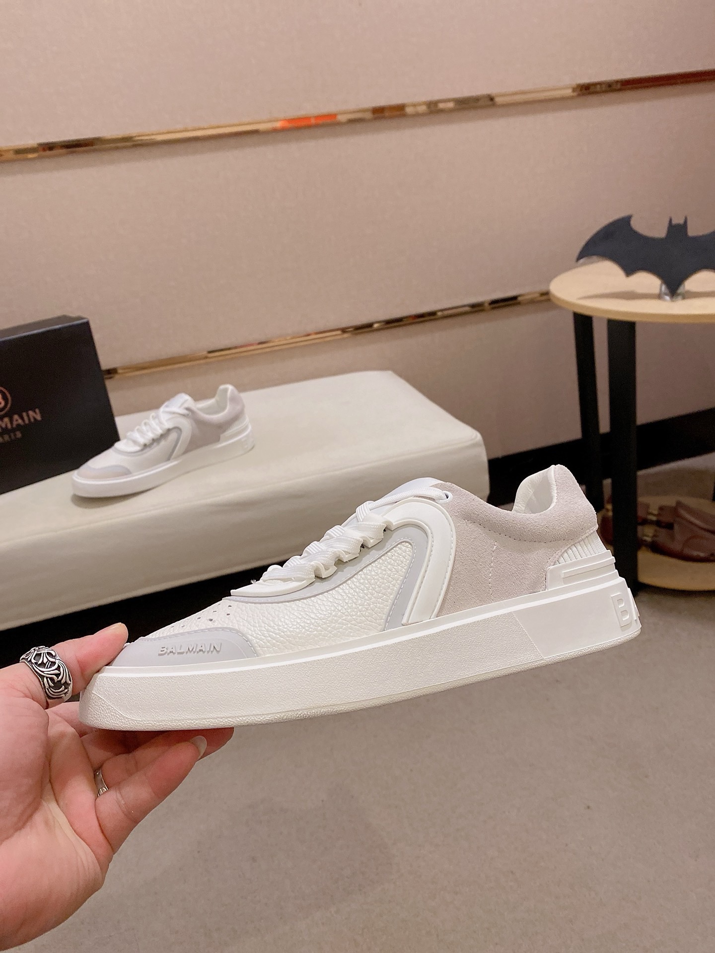 Balmain Men's White Leather & Suede Lace-Up Sneakers - Size 39-44 4 i1742631202799 8367 0 2