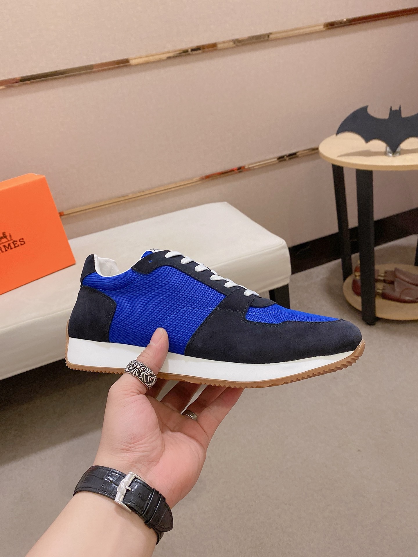Hermès Men's Blue Suede & Leather Sneakers, Sizes 38-44 EU 5 i1742631610345 9905 0 3