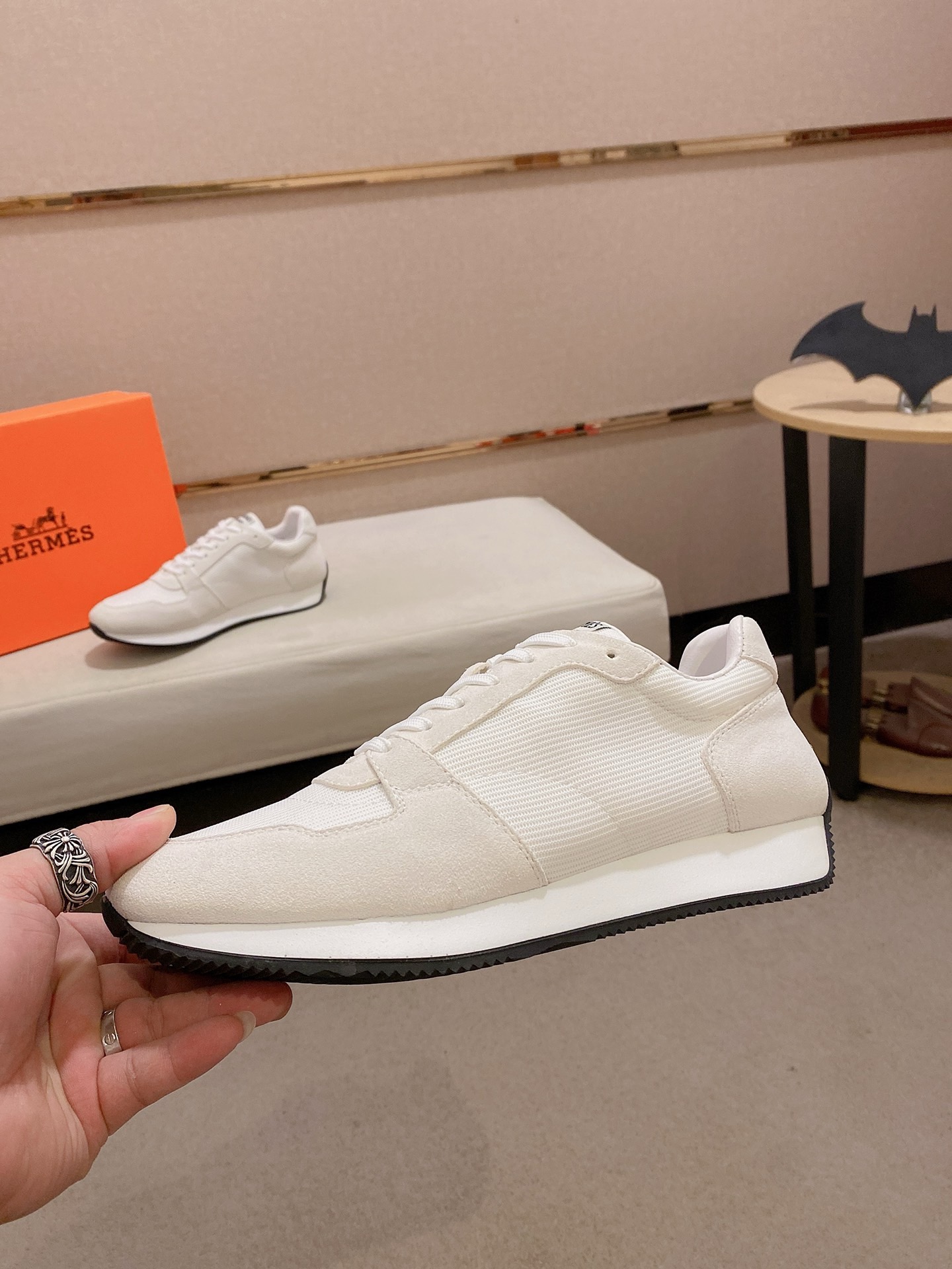 Hermes Men's White Leather Sneakers. Sizes 38-44. Italian Leather Upper. 4 i1742631718597 1261 0 2