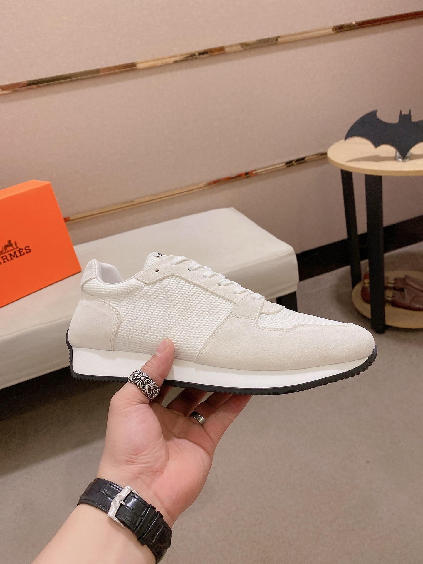 Hermes Men's White Leather Sneakers. Sizes 38-44. Italian Leather Upper. 5 i1742631718598 940 0 3