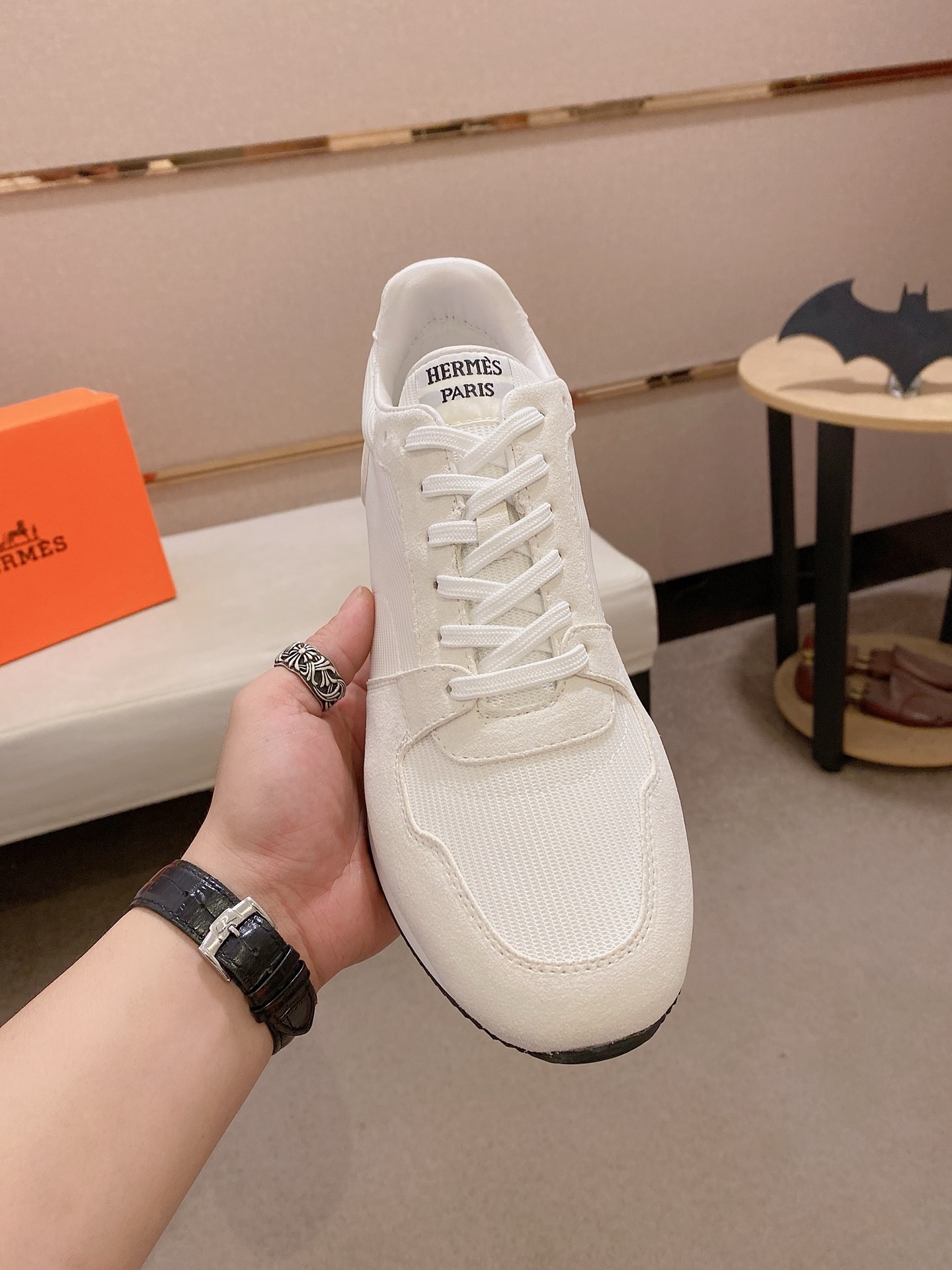 Hermes Men's White Leather Sneakers. Sizes 38-44. Italian Leather Upper. 3 i1742631719111 4783 0 1