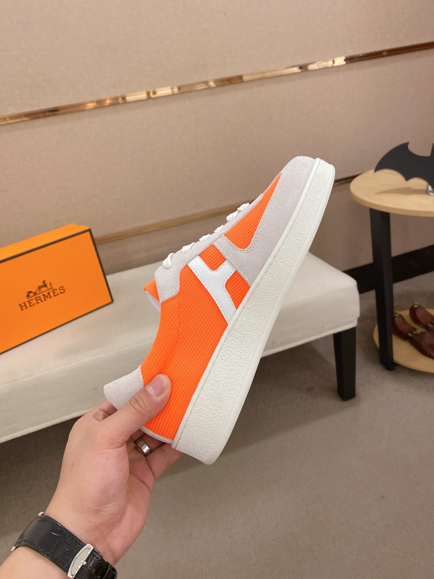 Hermès Men's Décontractée Sneakers in Orange and White - Size 38-44 6 i1742636440518 8303 0 4