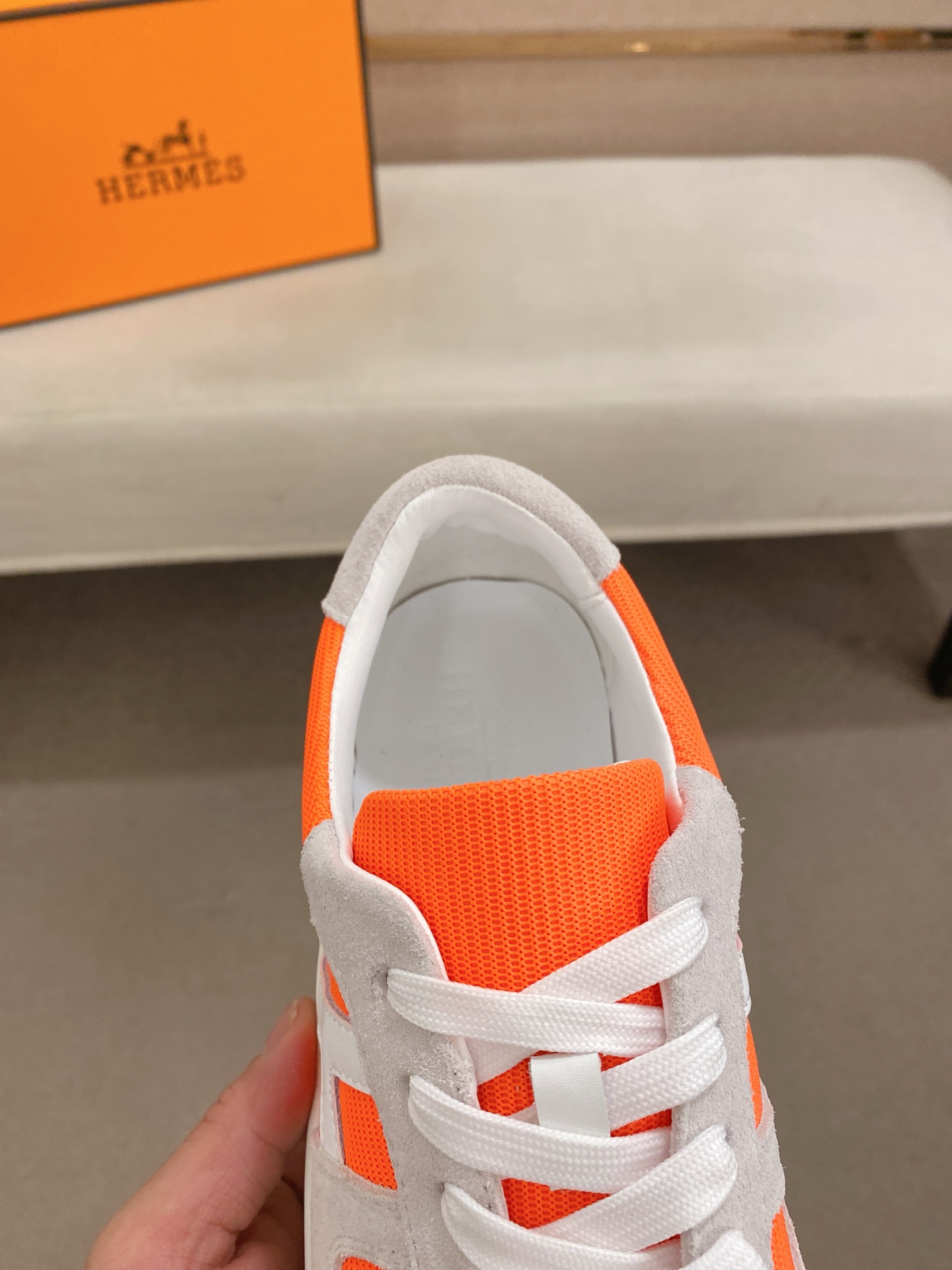 Hermès Men's Décontractée Sneakers in Orange and White - Size 38-44 7 i1742636441686 7795 0 5