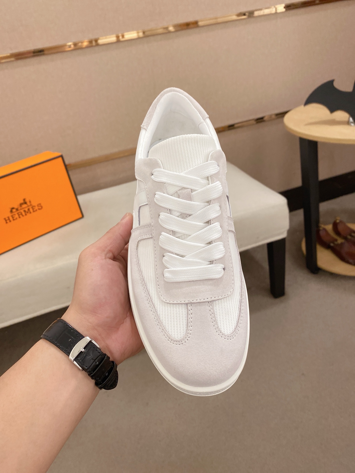 Hermes Men's White Leather Sneakers with H Logo, Size 38-44 3 i1742636482850 9871 0 1