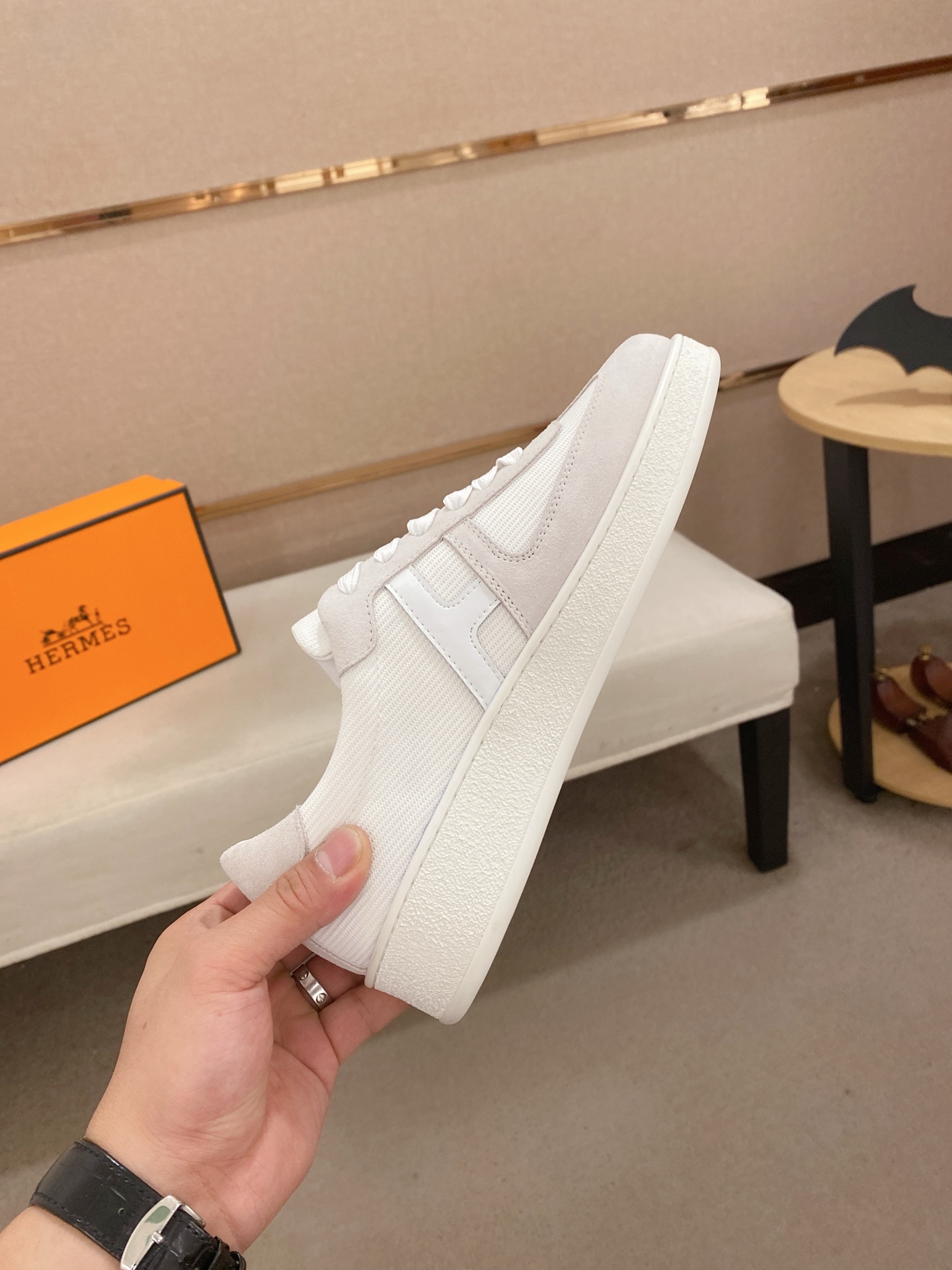 Hermes Men's White Leather Sneakers with H Logo, Size 38-44 6 i1742636482862 9385 0 4