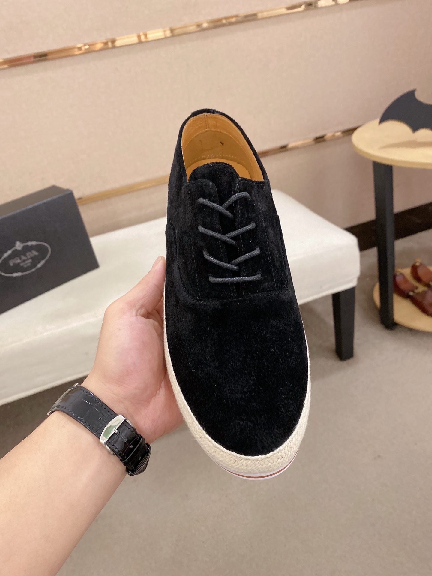 Prada Men's Black Suede Espadrille Sneakers - Classic Style 3 i1743233231600 7096 0 1
