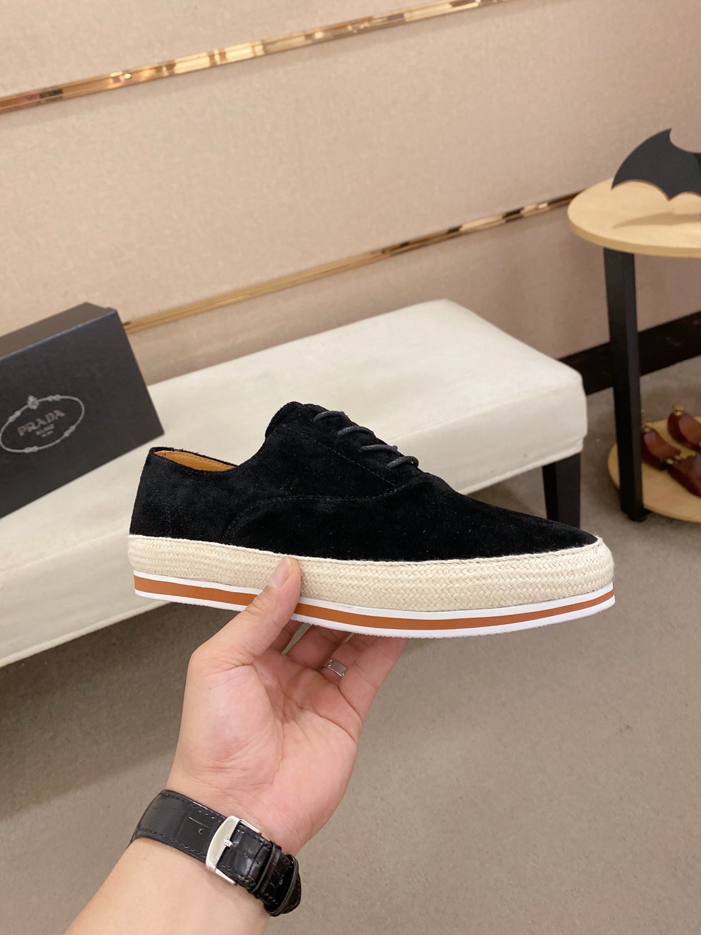 Prada Men's Black Suede Espadrille Sneakers - Classic Style 5 i1743233231736 7419 0 3