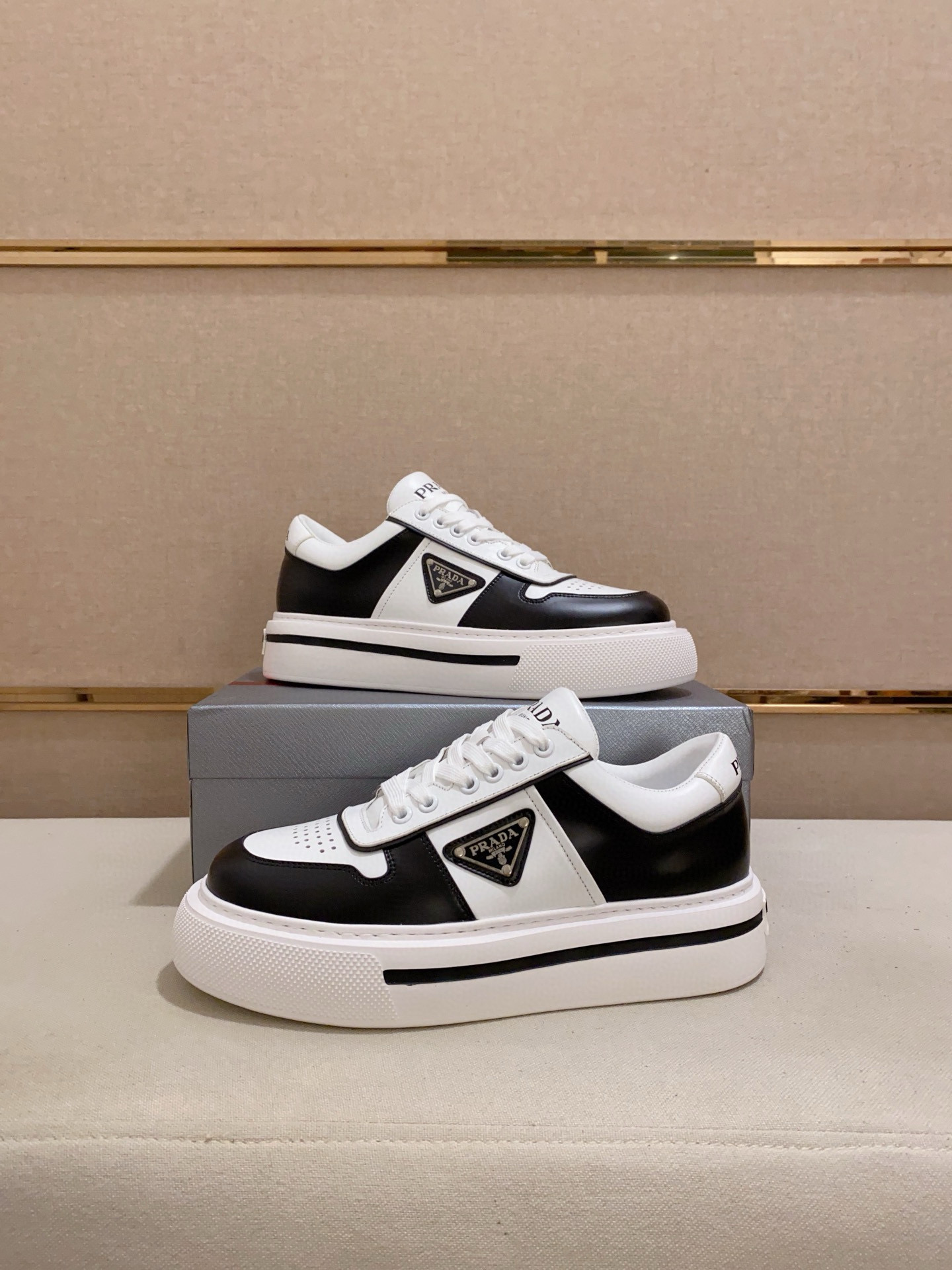 Prada Men's Leather Sneakers, Black and White, Sizes 38-44 - Stylish & Comfortable 8 i1743320759975 3479 0 6