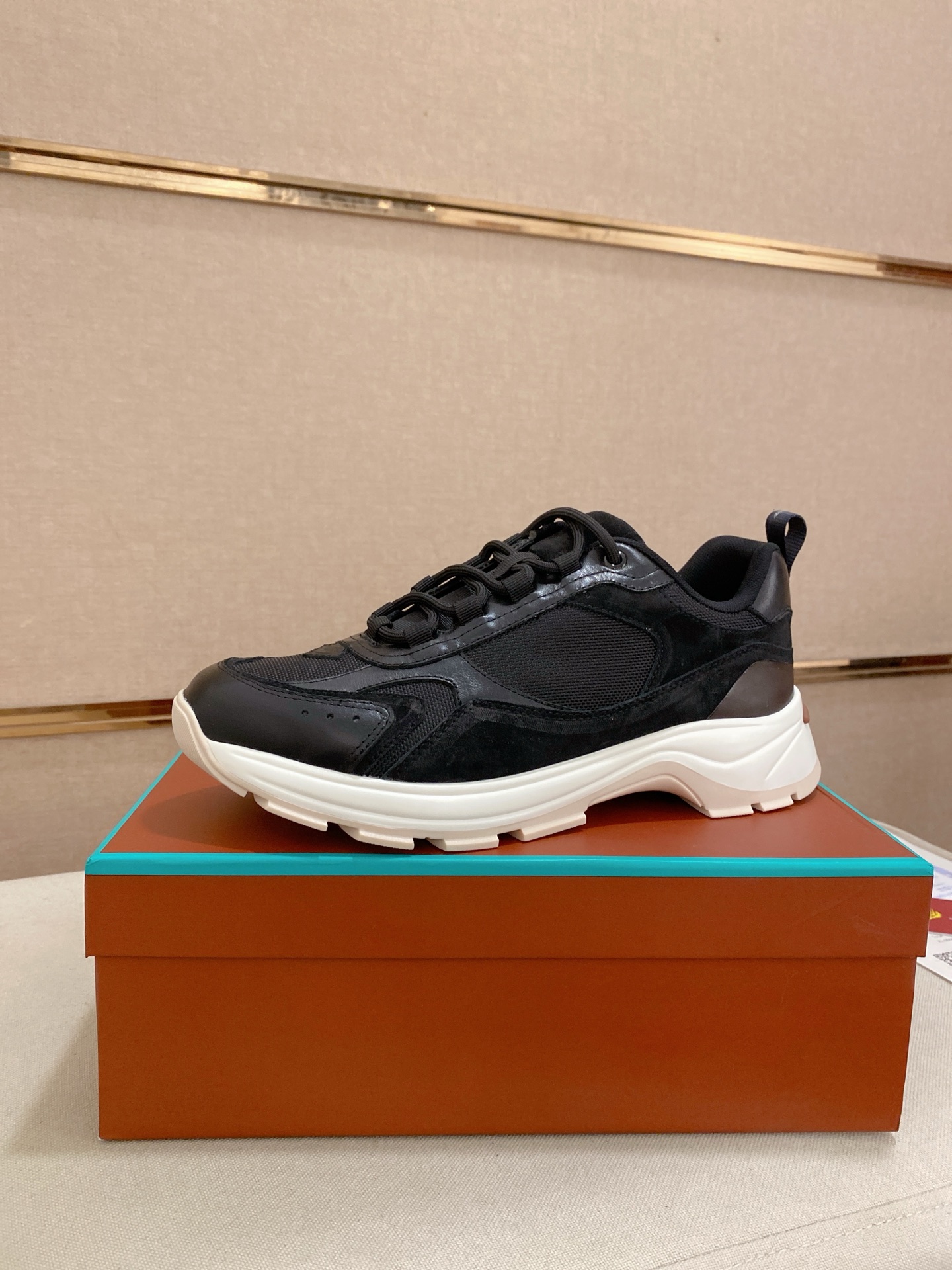 Loro Piana Men's Stylish Black Sneakers with Suede and Leather Accents 1 Loro Piana Men's Stylish Black Sneakers with Suede and Leather Accents
