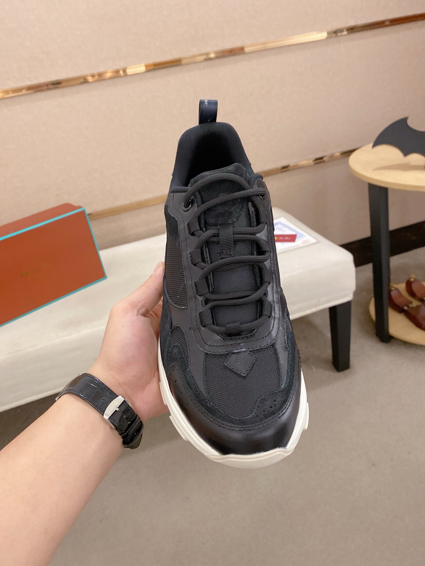 Loro Piana Men's Stylish Black Sneakers with Suede and Leather Accents 3 i1744261828109 7686 0 1