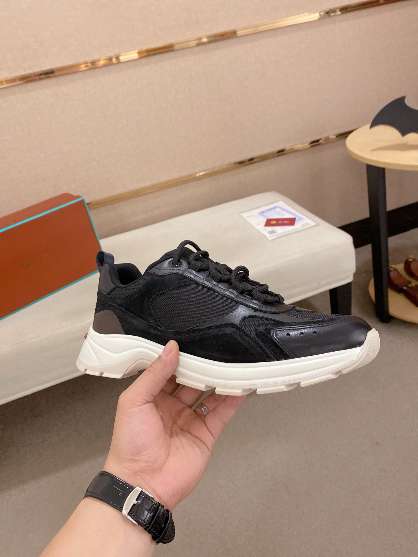 Loro Piana Men's Stylish Black Sneakers with Suede and Leather Accents 5 i1744261829606 3187 0 3