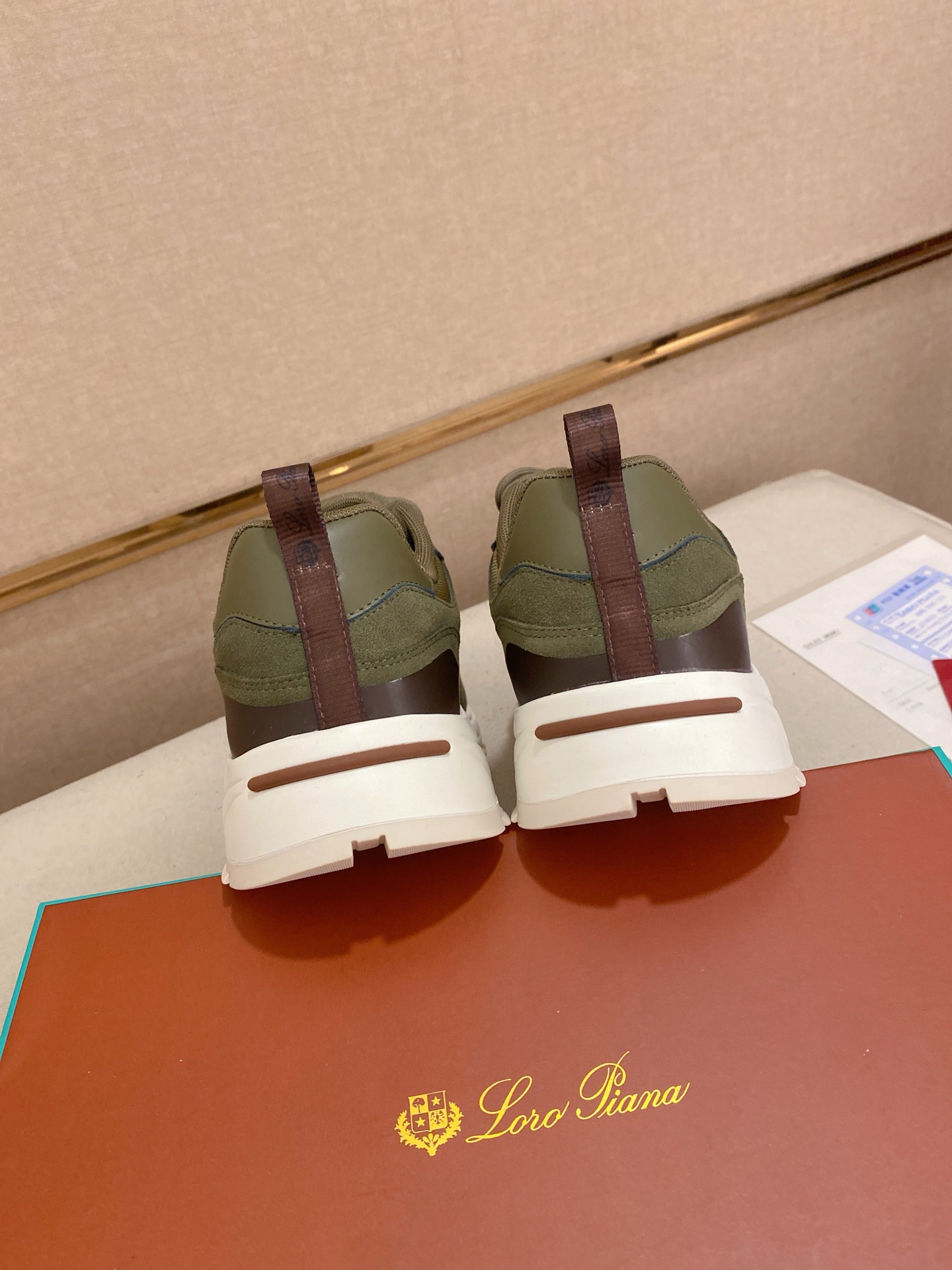 Loro Piana Men's Olive Green Suede & Mesh Lace-Up Sneakers Size 39-44 9 i1744261929602 3981 0 7
