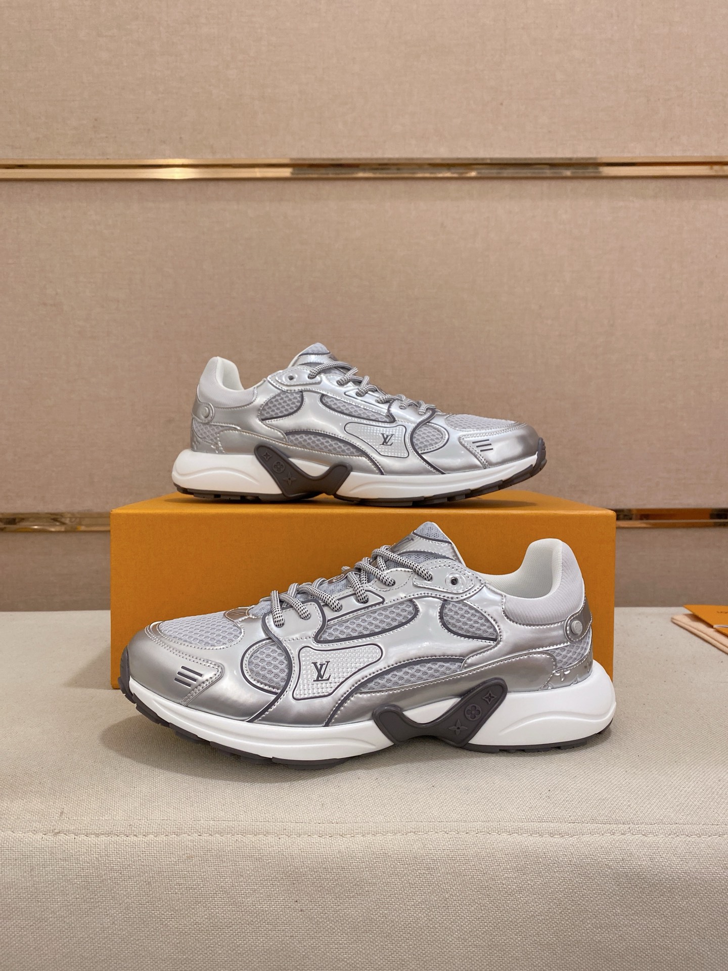 Louis Vuitton Olympia Silver Sneakers - Monogram Detail, Couple Style, Sport Shoes 8 i1744613472989 9227 0 5