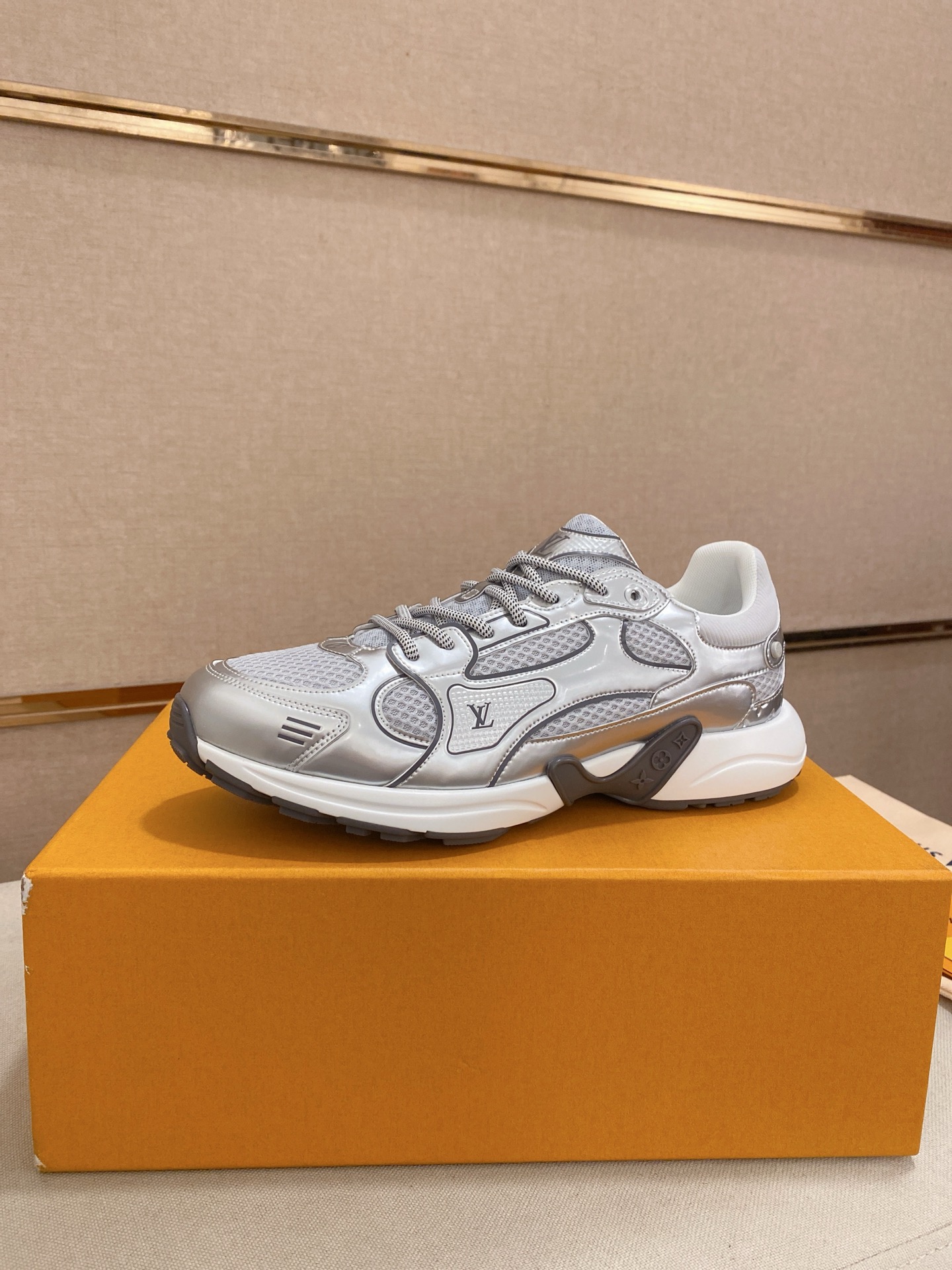 Louis Vuitton Olympia Silver Sneakers - Monogram Detail, Couple Style, Sport Shoes 2 i1744613474123 9828 0 0