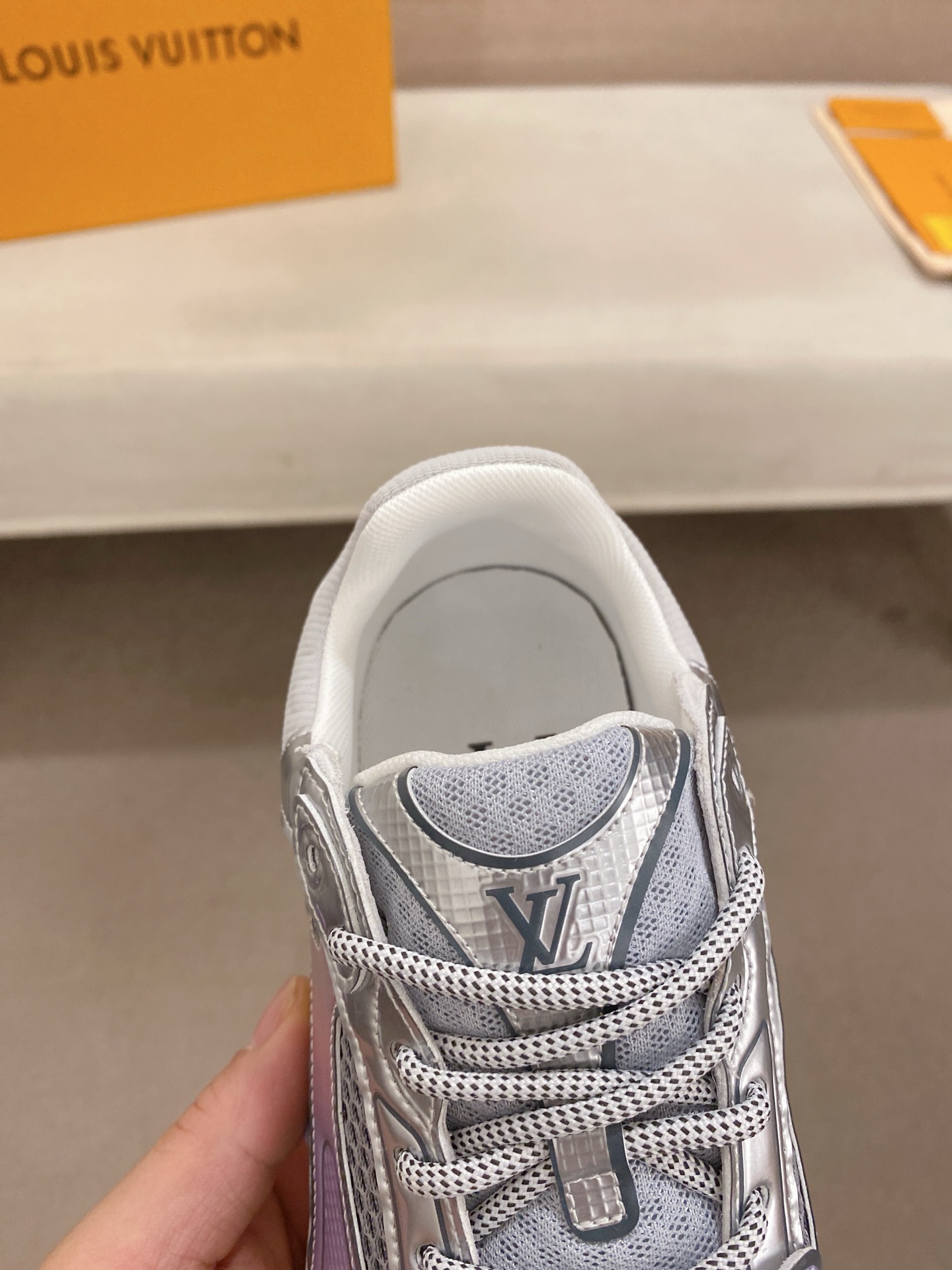 Louis Vuitton Olympia Silver Sneakers Couple Style Mesh and Metallic Leather 7 i1744613495661 5357 0 4