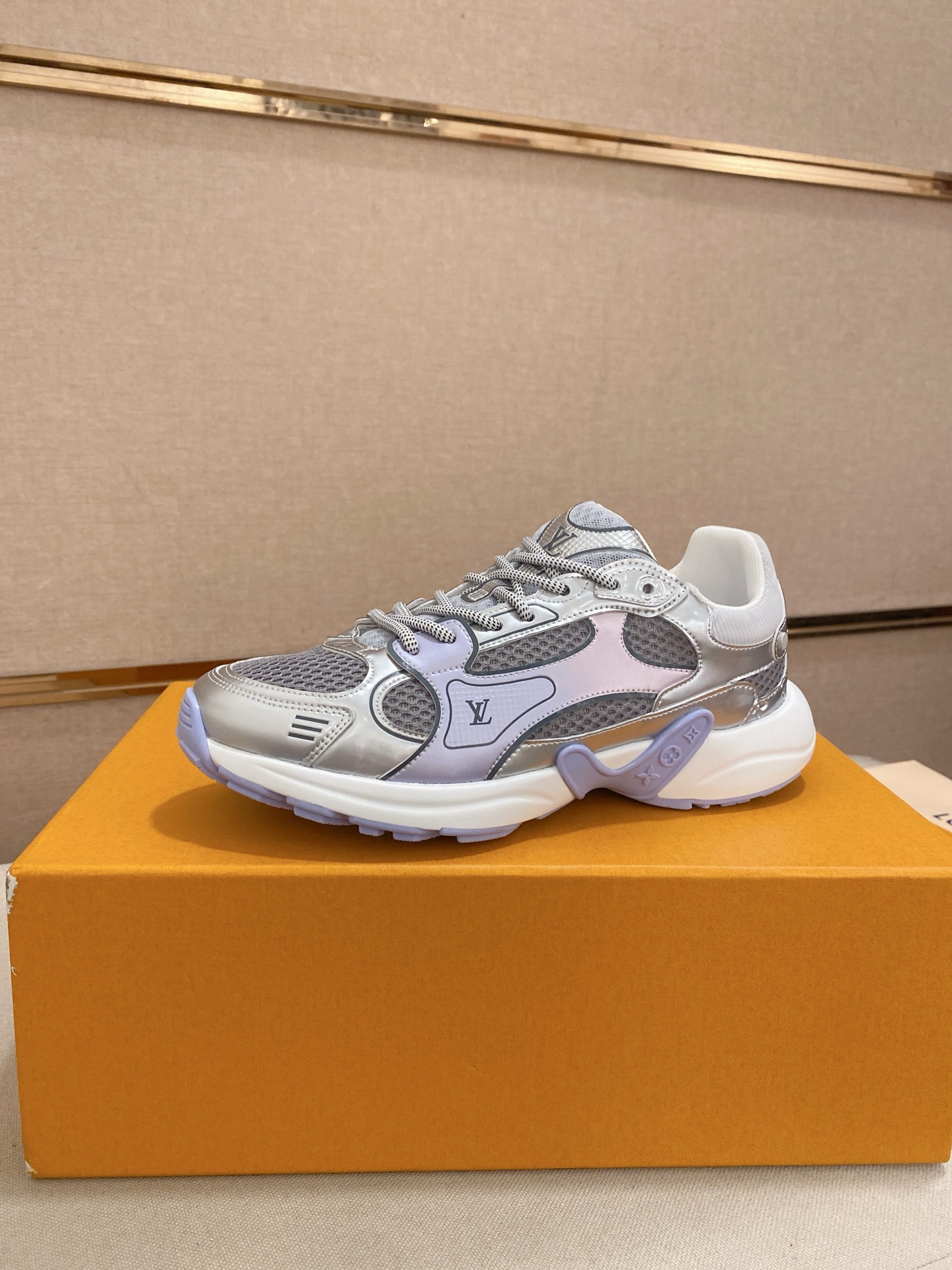 Louis Vuitton Olympia Silver Sneakers Couple Style Mesh and Metallic Leather 1 Louis Vuitton Olympia Silver Sneakers Couple Style Mesh and Metallic Leather