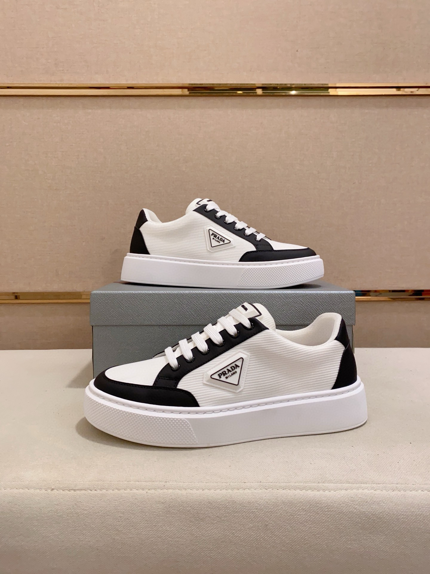 Prada Men's Leather Trim Low Top Sneakers - Comfortable & Stylish 8 i1744618886834 5446 0 6