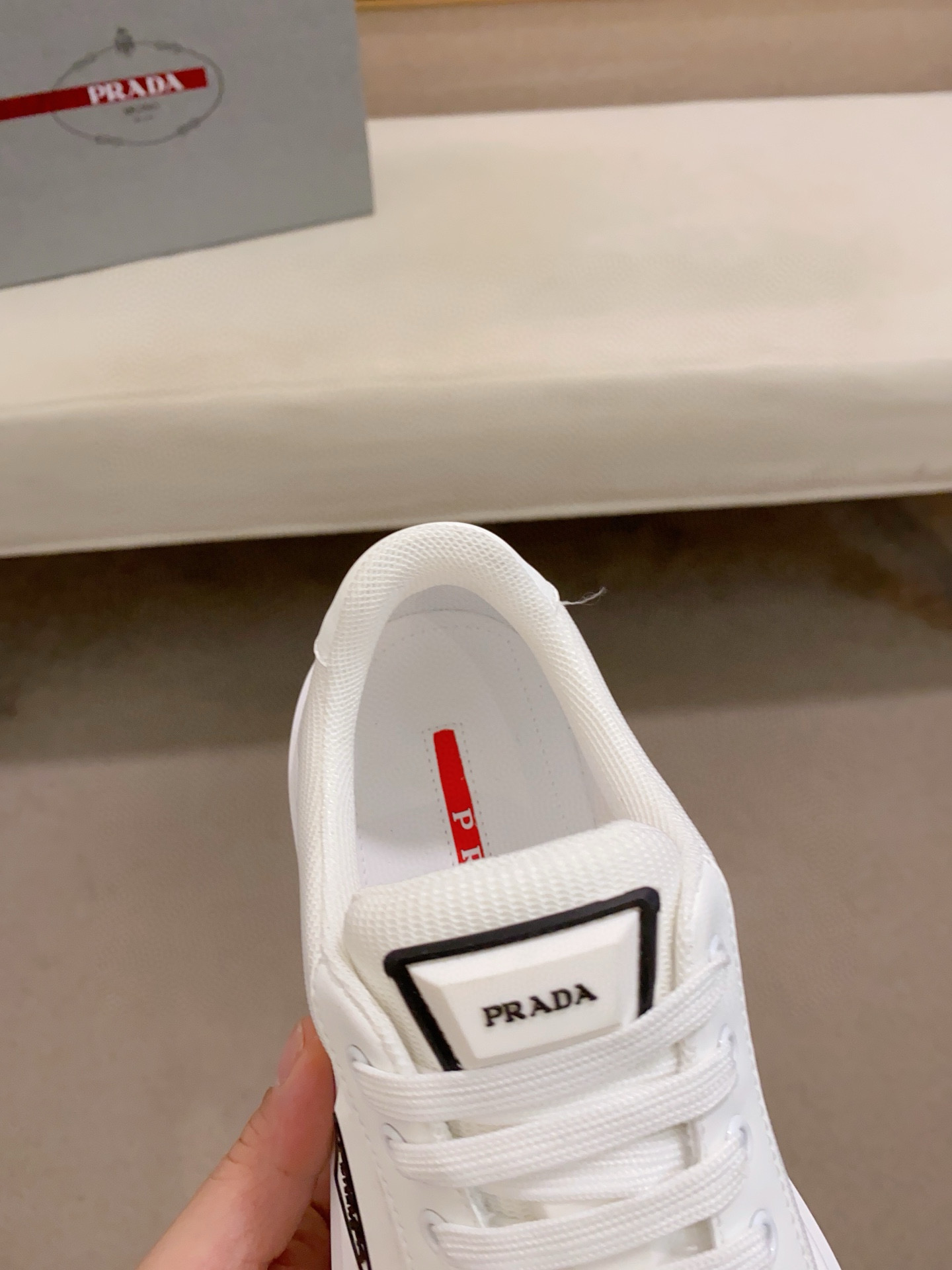 Prada Men's White Leather Sneaker, Breathable Mesh Lining, Comfortable Style 6 i1744618933824 8358 0 4