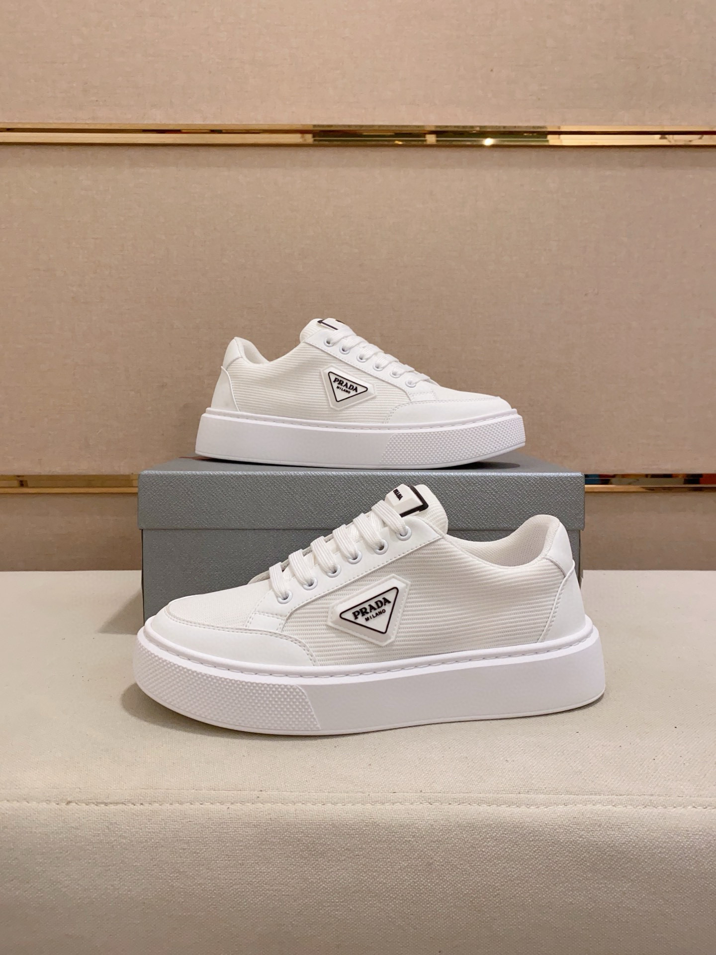 Prada Men's White Leather Sneaker, Breathable Mesh Lining, Comfortable Style 8 i1744618934193 6355 0 6