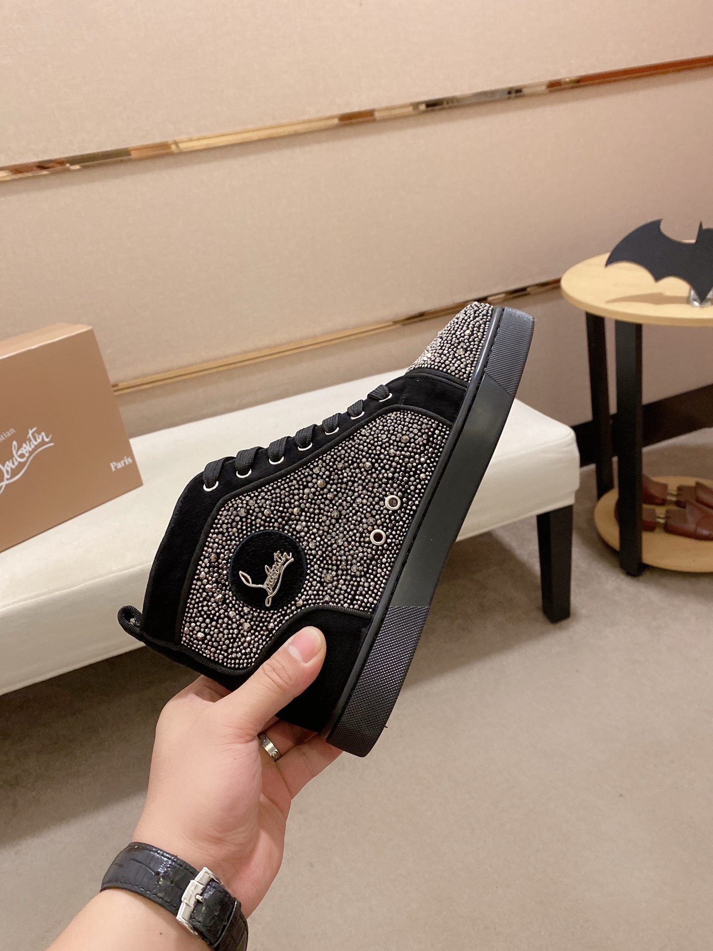 Men's High-Top Sneakers with Rhinestone Detailing and Leather Lining 6 i1744698016991 1729 0 4