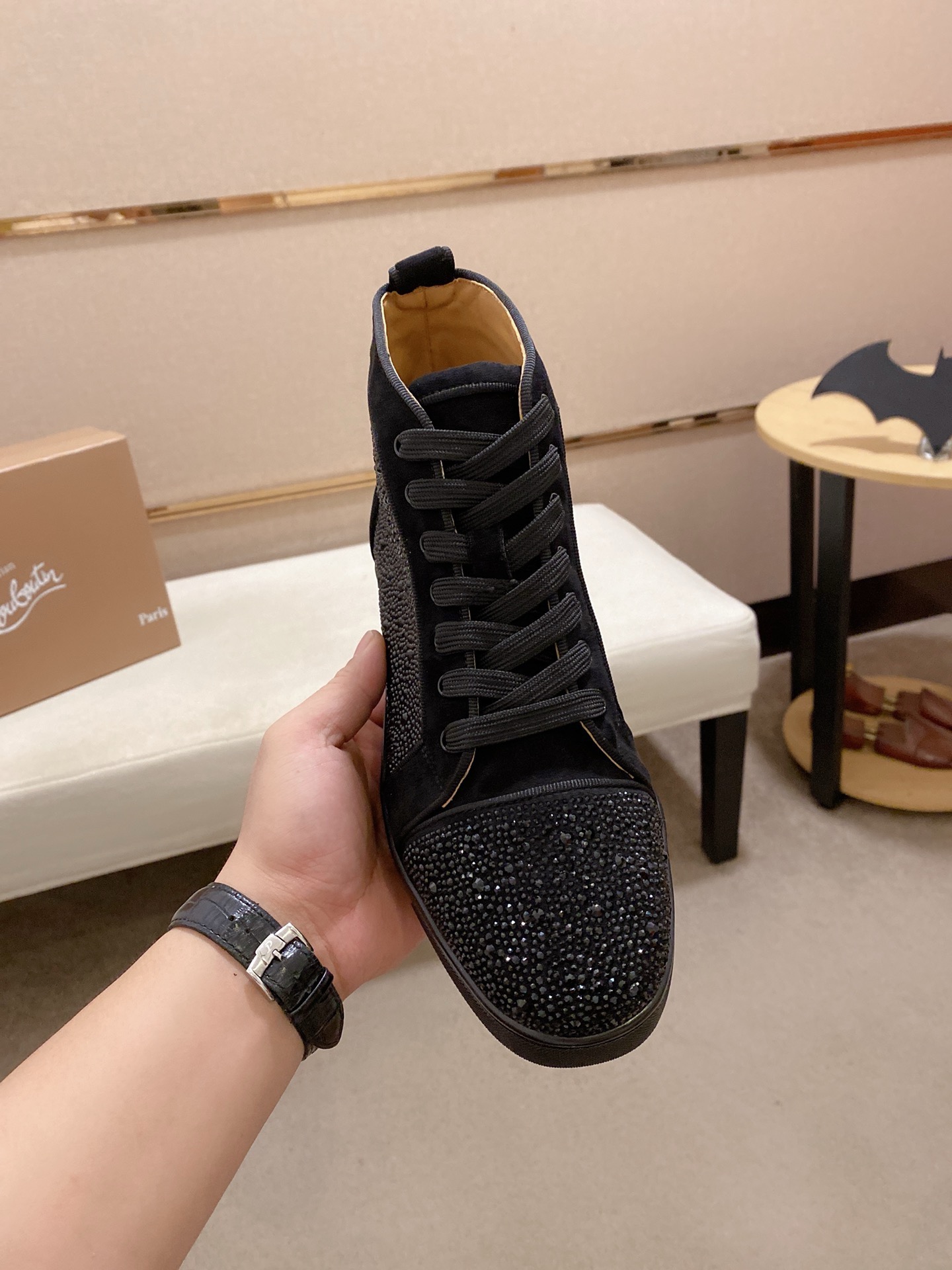 Christian Louboutin Men's Black Suede High-Top Sneakers,Size 38-44 3 i1744698043769 3024 0 1
