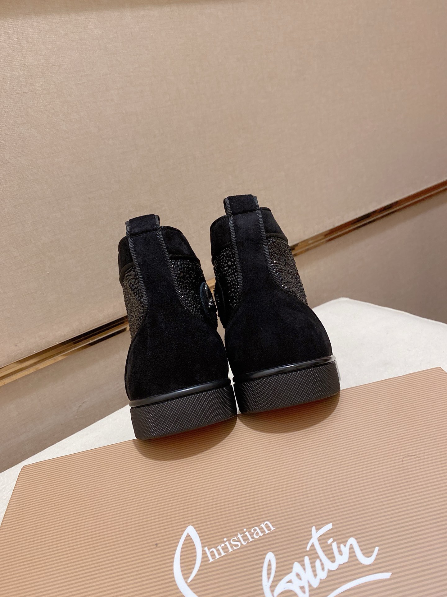 Christian Louboutin Men's Black Suede High-Top Sneakers,Size 38-44 9 i1744698043770 9927 0 7