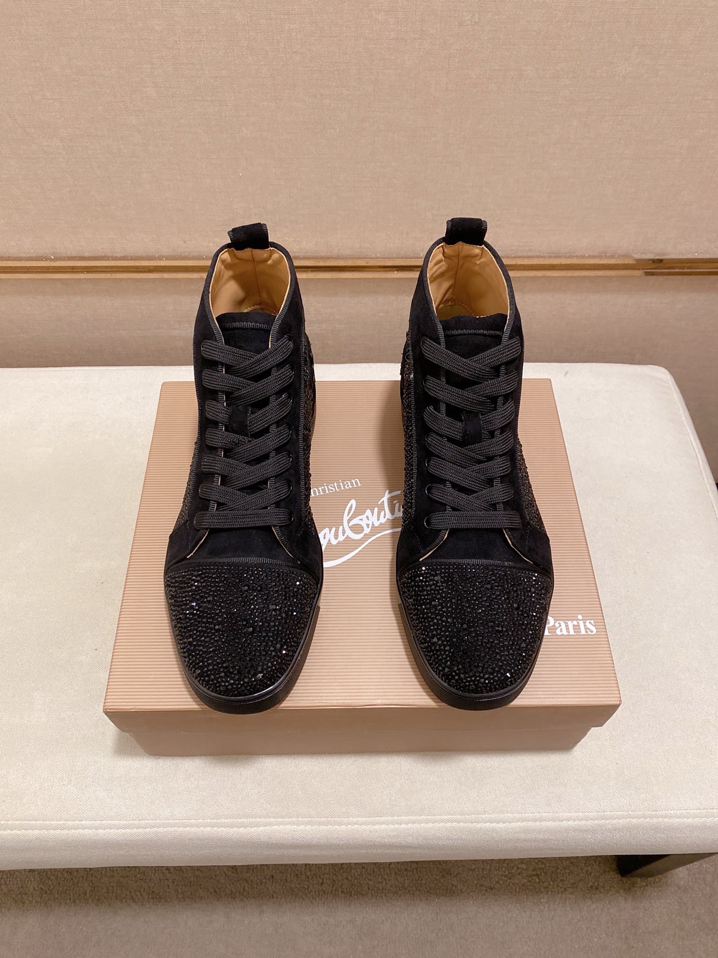 Christian Louboutin Men's Black Suede High-Top Sneakers,Size 38-44 8 i1744698044297 6315 0 6