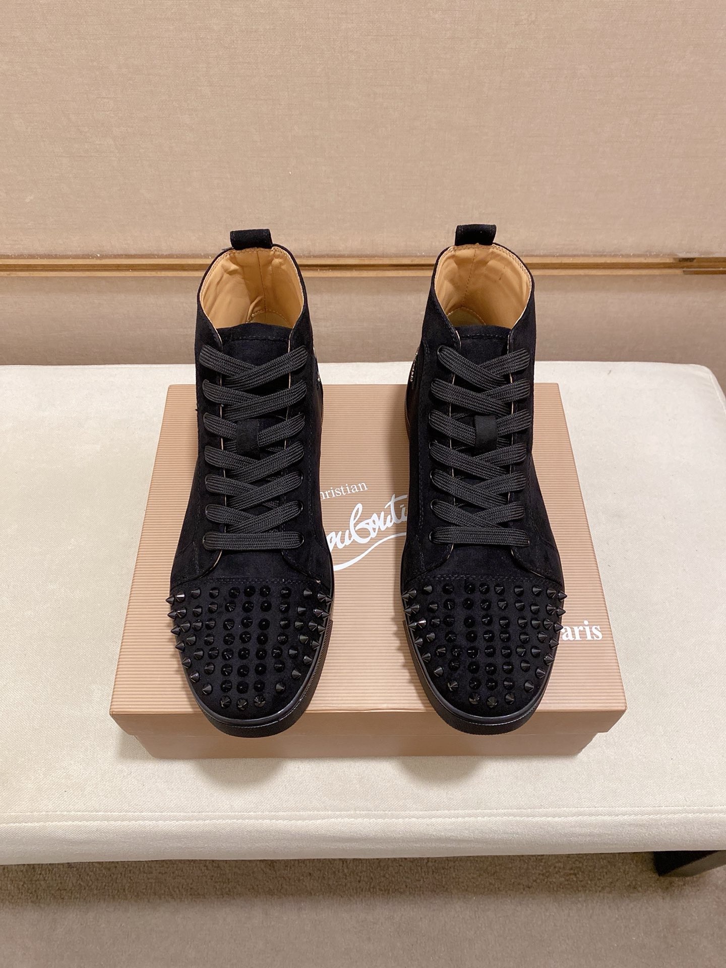 Christian Louboutin Men's Black Suede High-Top Sneakers with Spikes 8 i1744698122117 1736 0 6
