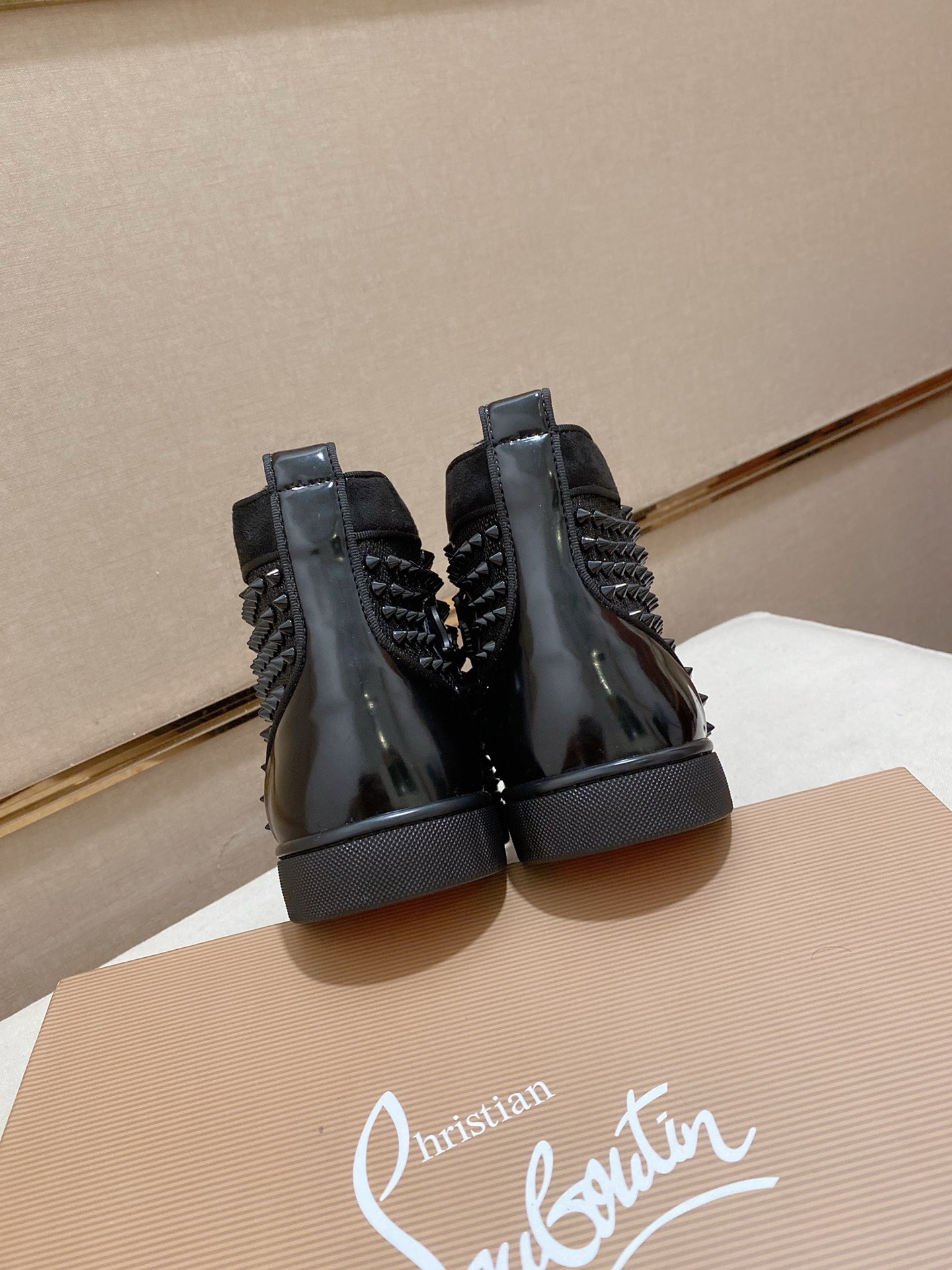 Christian Louboutin Men's Black Leather High-Top Sneakers with Studs 9 i1744698181997 1181 0 7