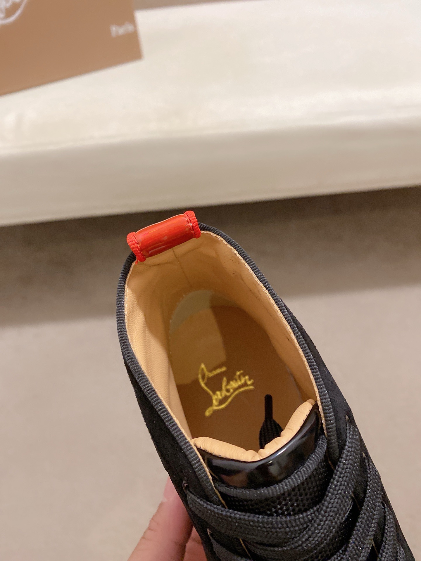 Christian Louboutin Men's Black Leather High-Top Sneakers with Red Spikes 7 i1744698200281 2868 0 5