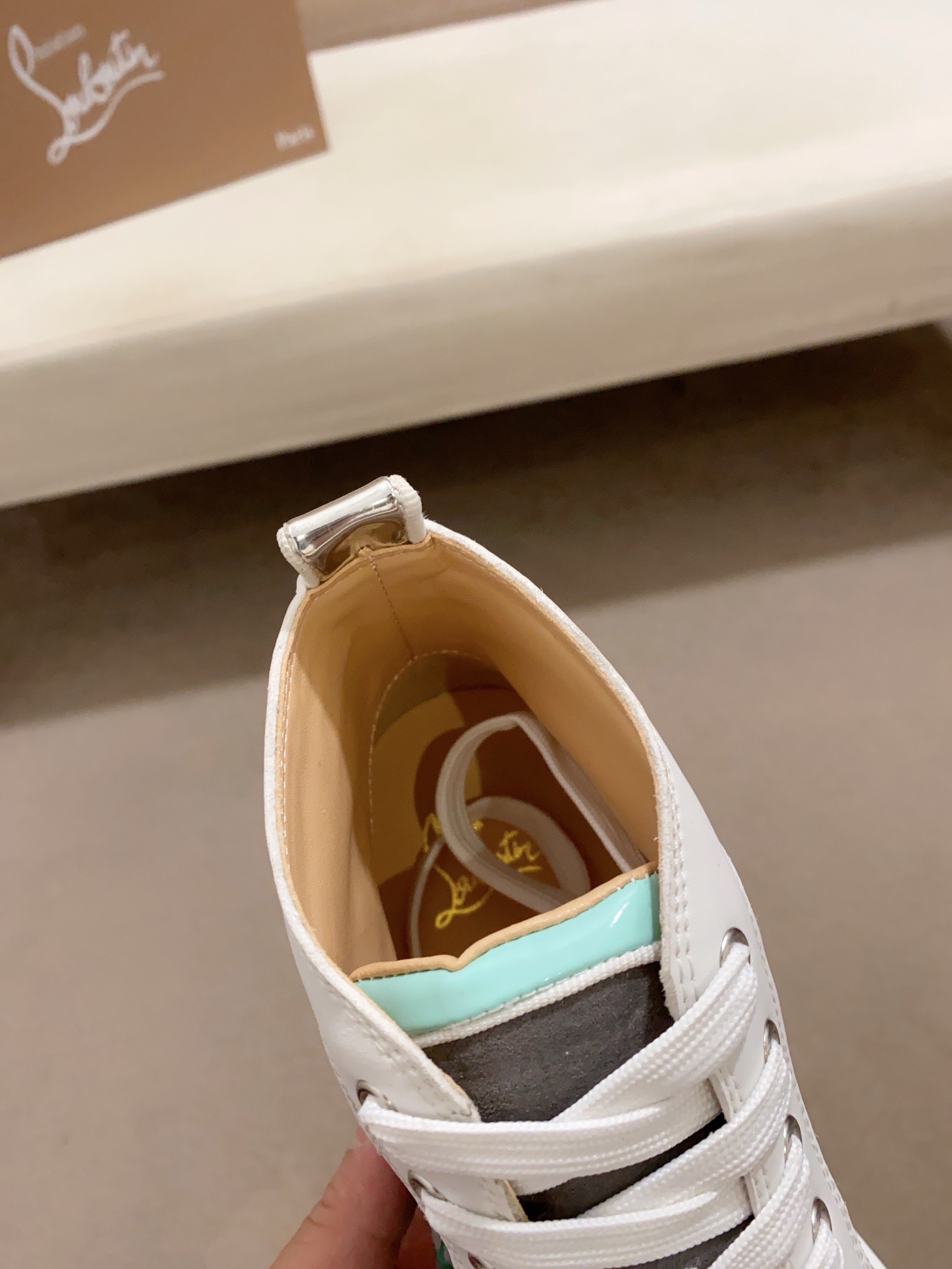 Christian Louboutin Men's Grey Suede High-Top Sneakers with Silver Spikes 7 i1744698266313 134 0 5