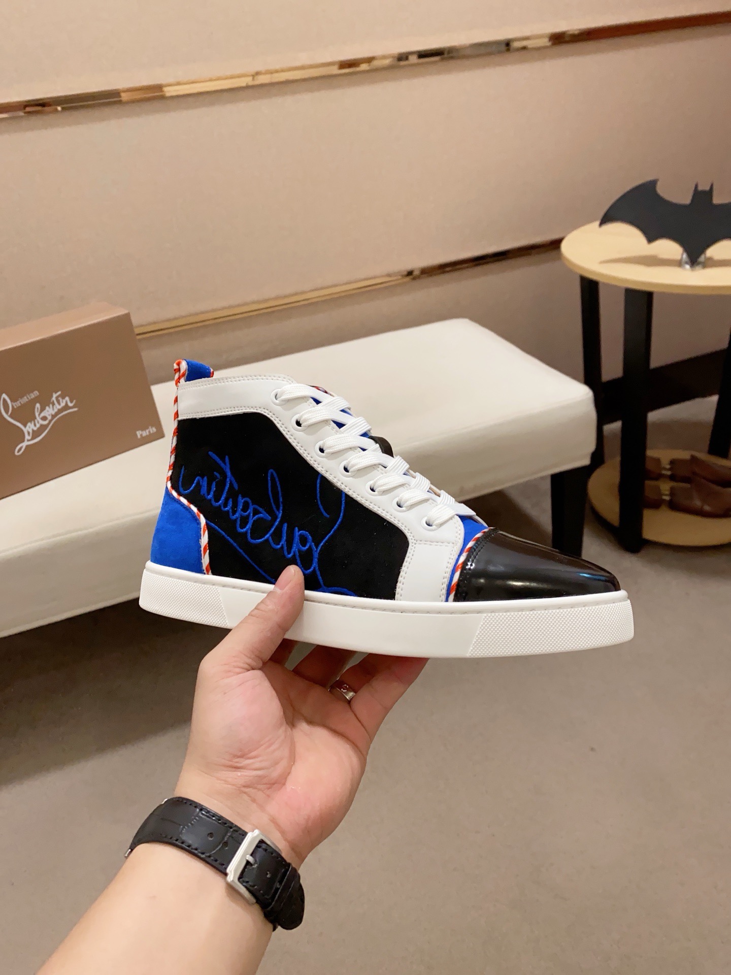 Christian Louboutin Men's Italian Leather High-Top Sneakers, Sizes 38-44 5 i1744698291411 6863 0 3