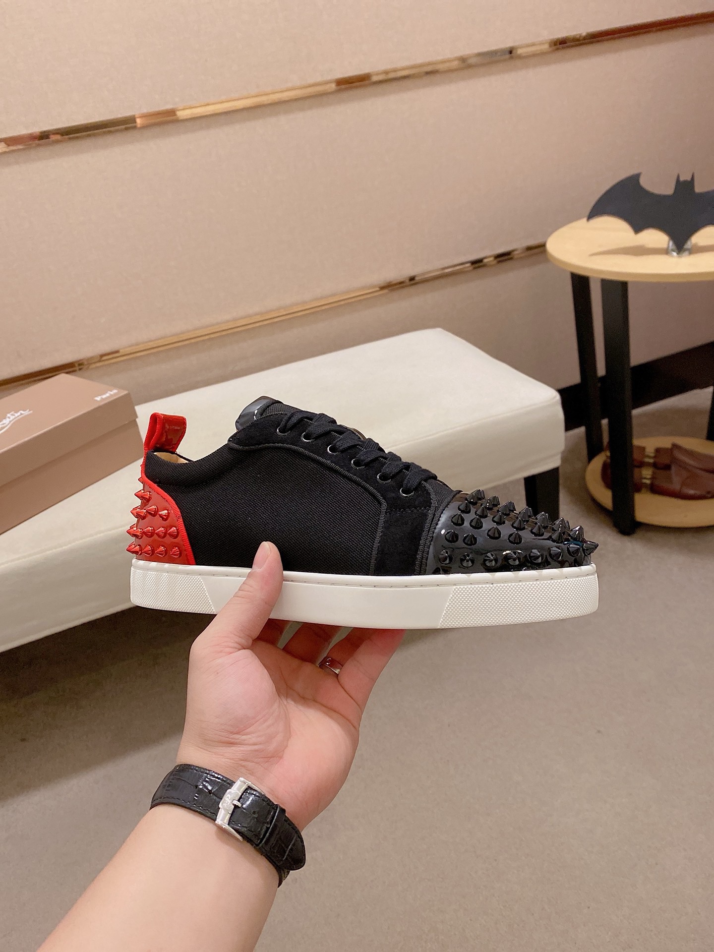 Christian Louboutin Men's Black Leather Spiked Sneakers Size 38-44 5 i1744699236850 5033 0 3