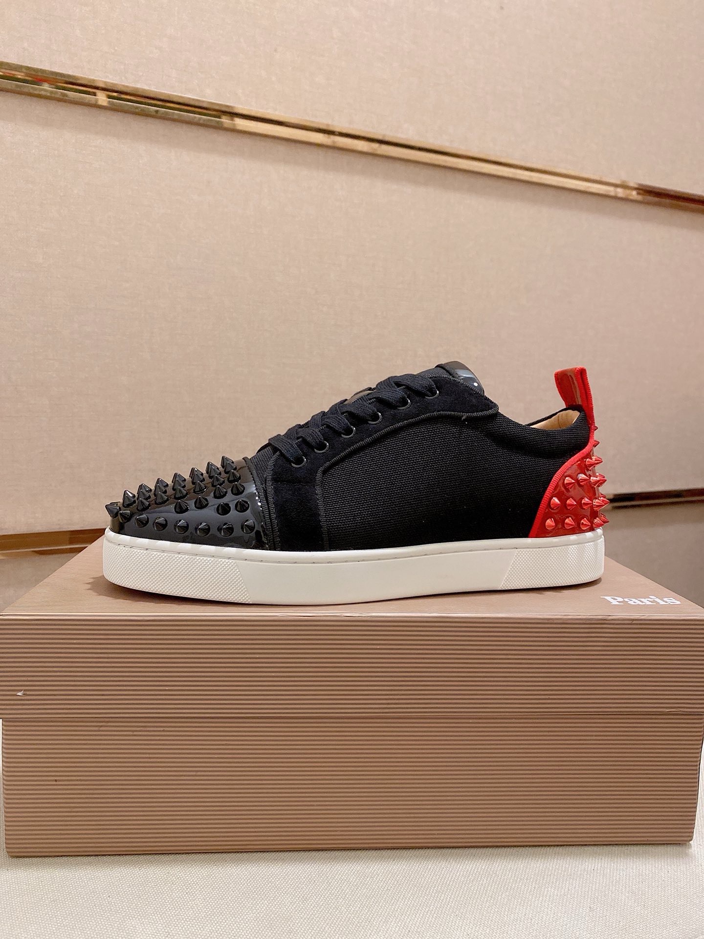 Christian Louboutin Men's Black Leather Spiked Sneakers Size 38-44 2 i1744699236986 7610 0 0