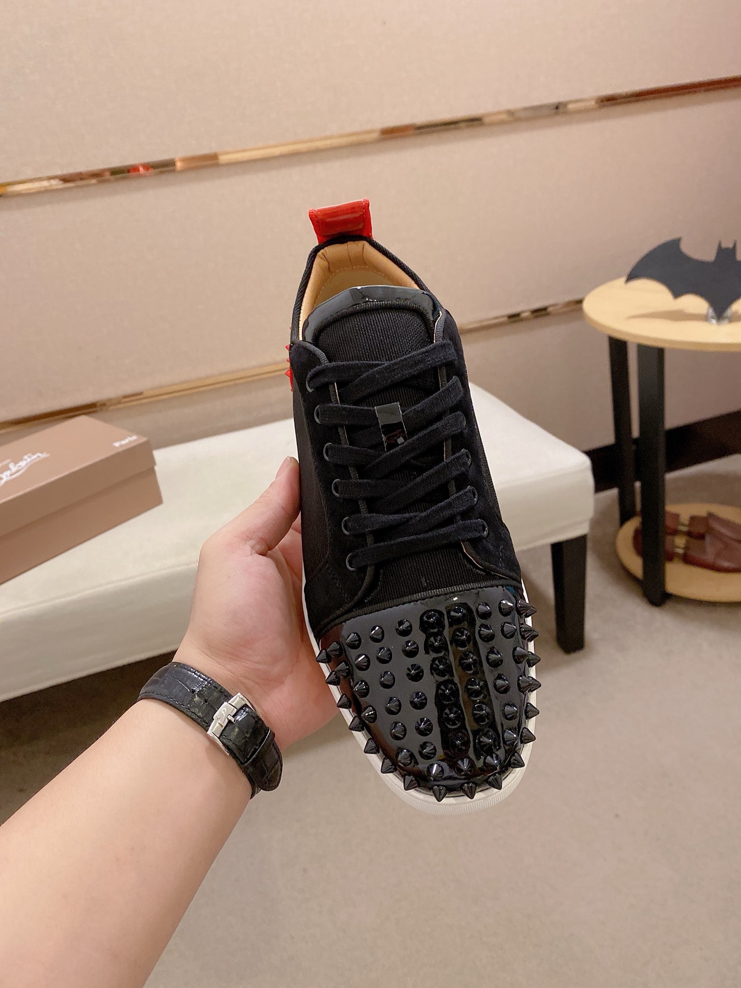 Christian Louboutin Men's Black Leather Spiked Sneakers Size 38-44 3 i1744699237161 2935 0 1