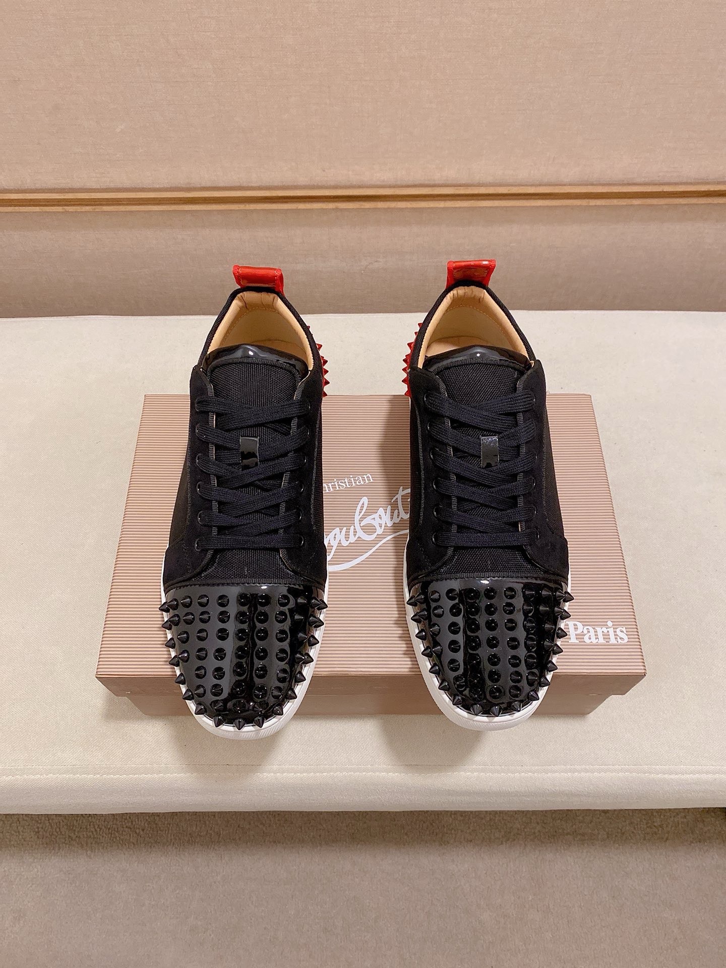 Christian Louboutin Men's Black Leather Spiked Sneakers Size 38-44 8 i1744699237525 1124 0 6