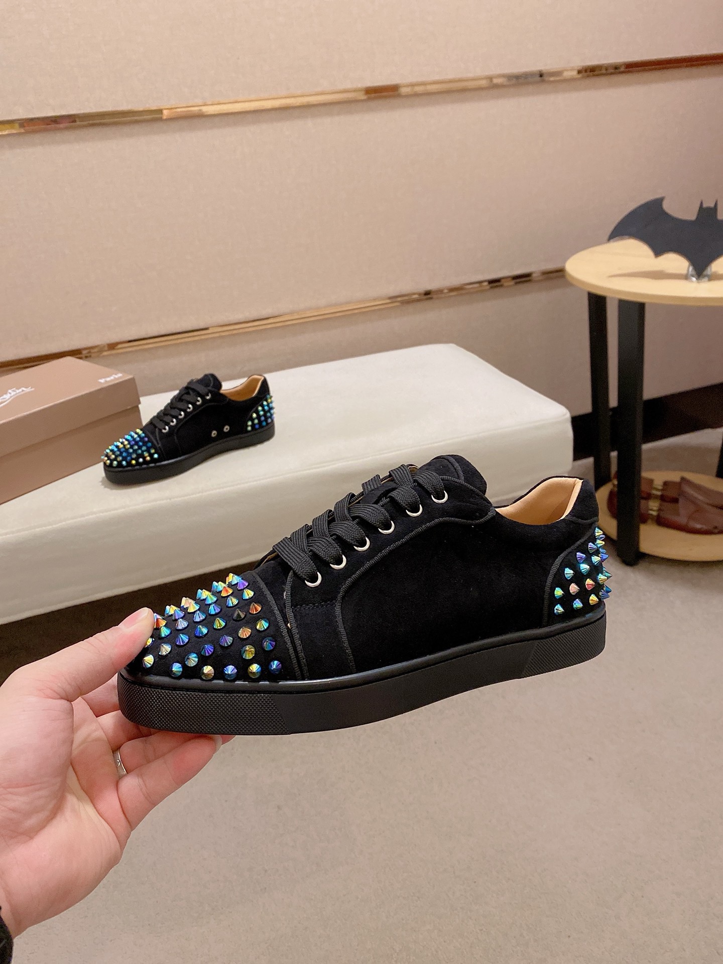 Christian Louboutin Black Suede Spiked Sneakers, Size 38-44 4 i1744699253600 884 0 2