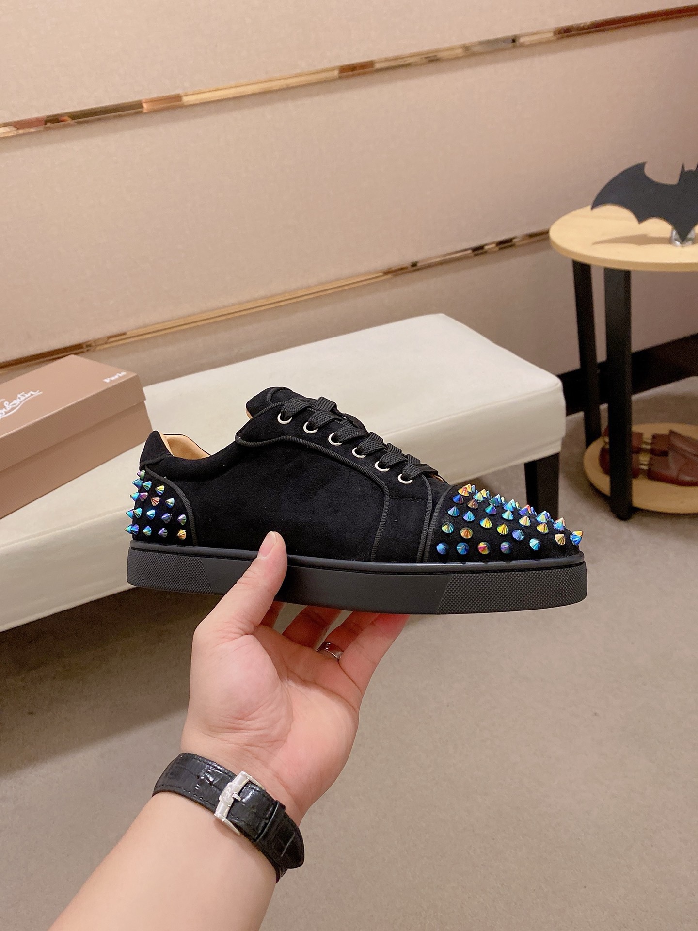 Christian Louboutin Black Suede Spiked Sneakers, Size 38-44 5 i1744699253951 8950 0 3
