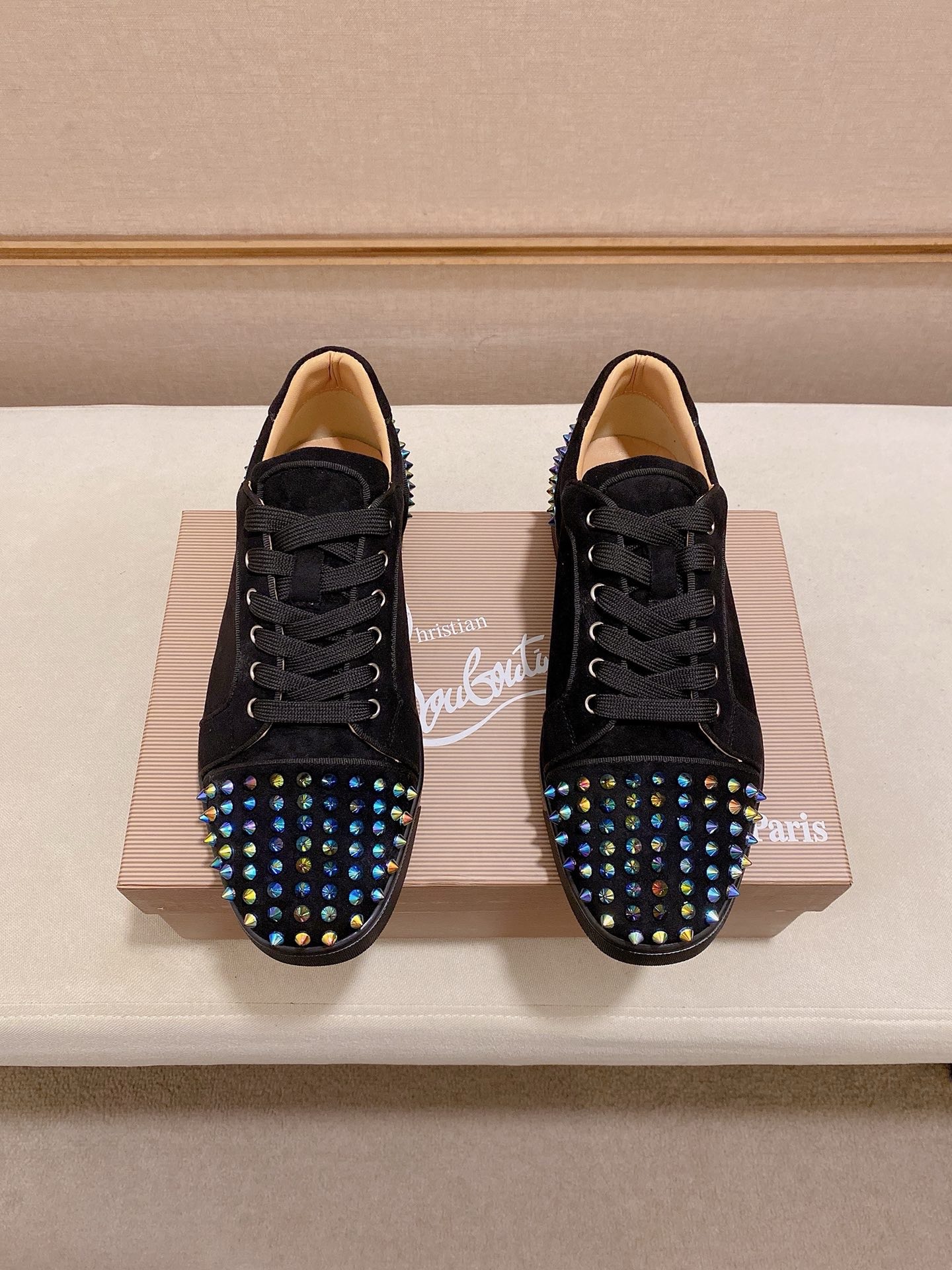 Christian Louboutin Black Suede Spiked Sneakers, Size 38-44 8 i1744699254247 3683 0 6