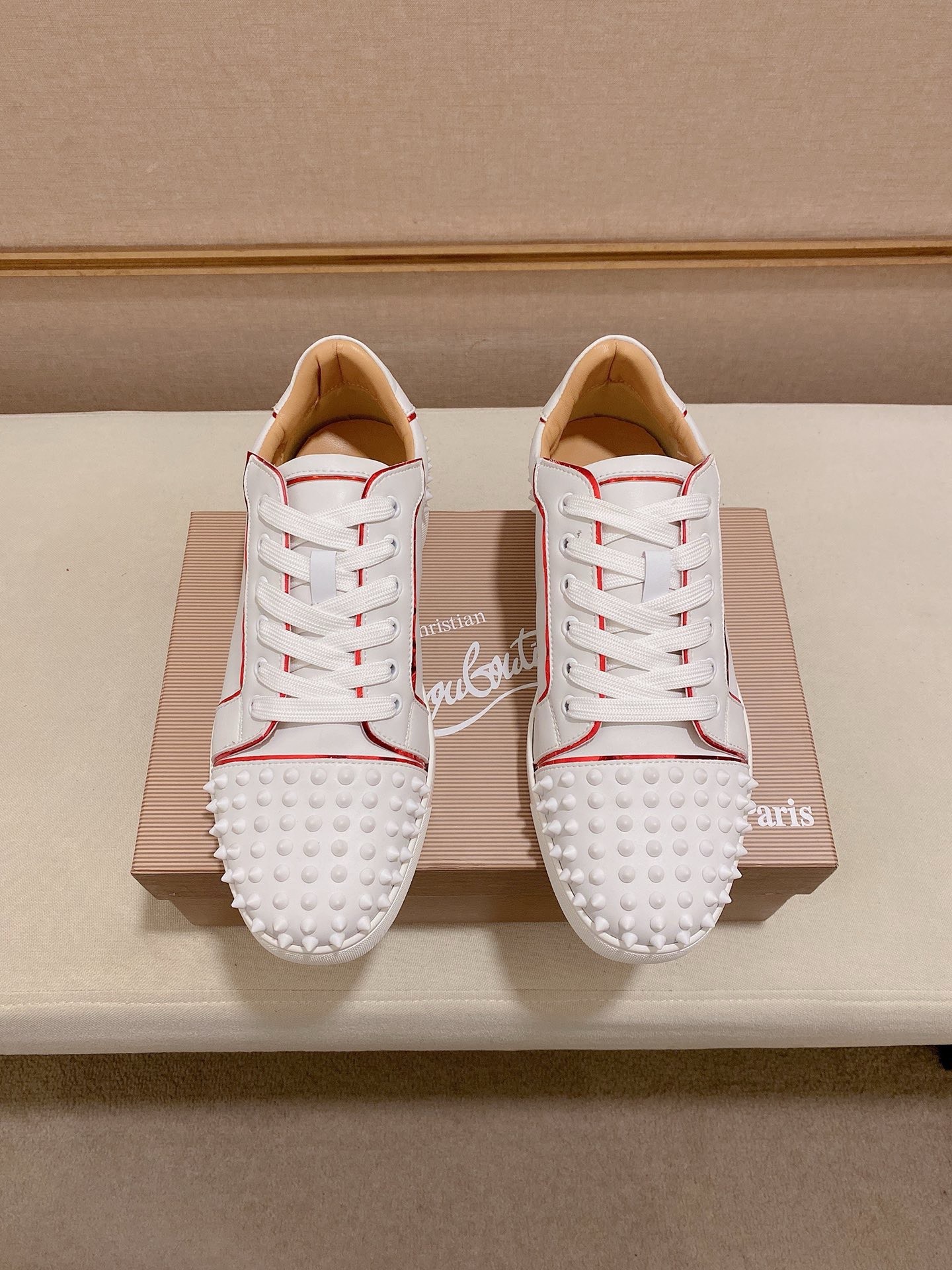 Christian Louboutin White Leather Spike Sneakers Size 38-44 EU 8 i1744699331361 5444 0 6