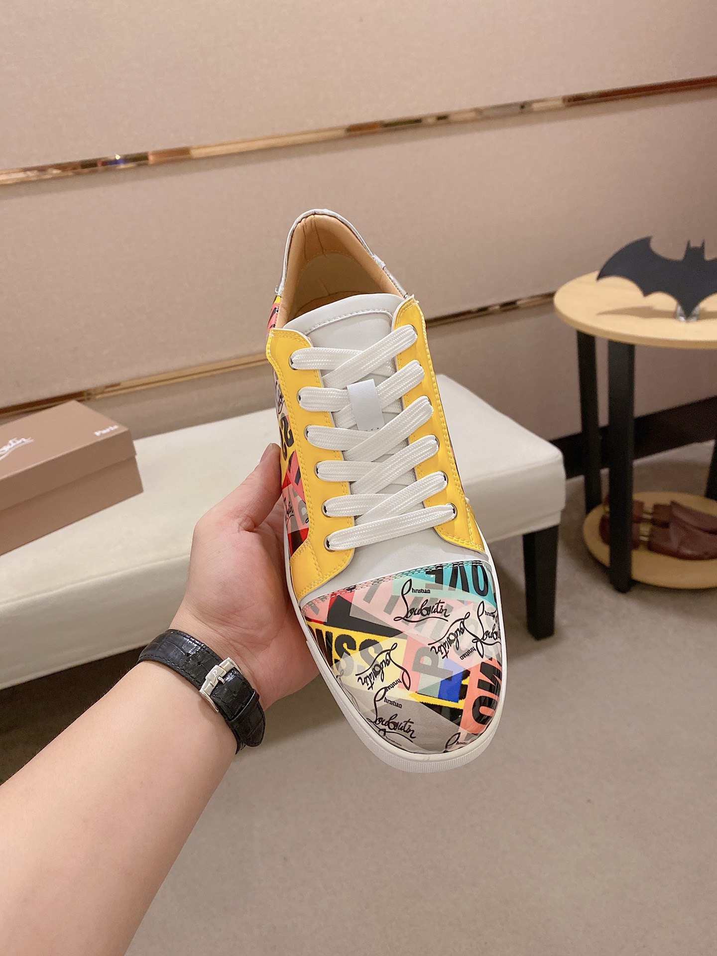 Christian Louboutin Men's Graffiti Print Leather Sneakers Size 38-44 3 i1744699366816 6271 0 1