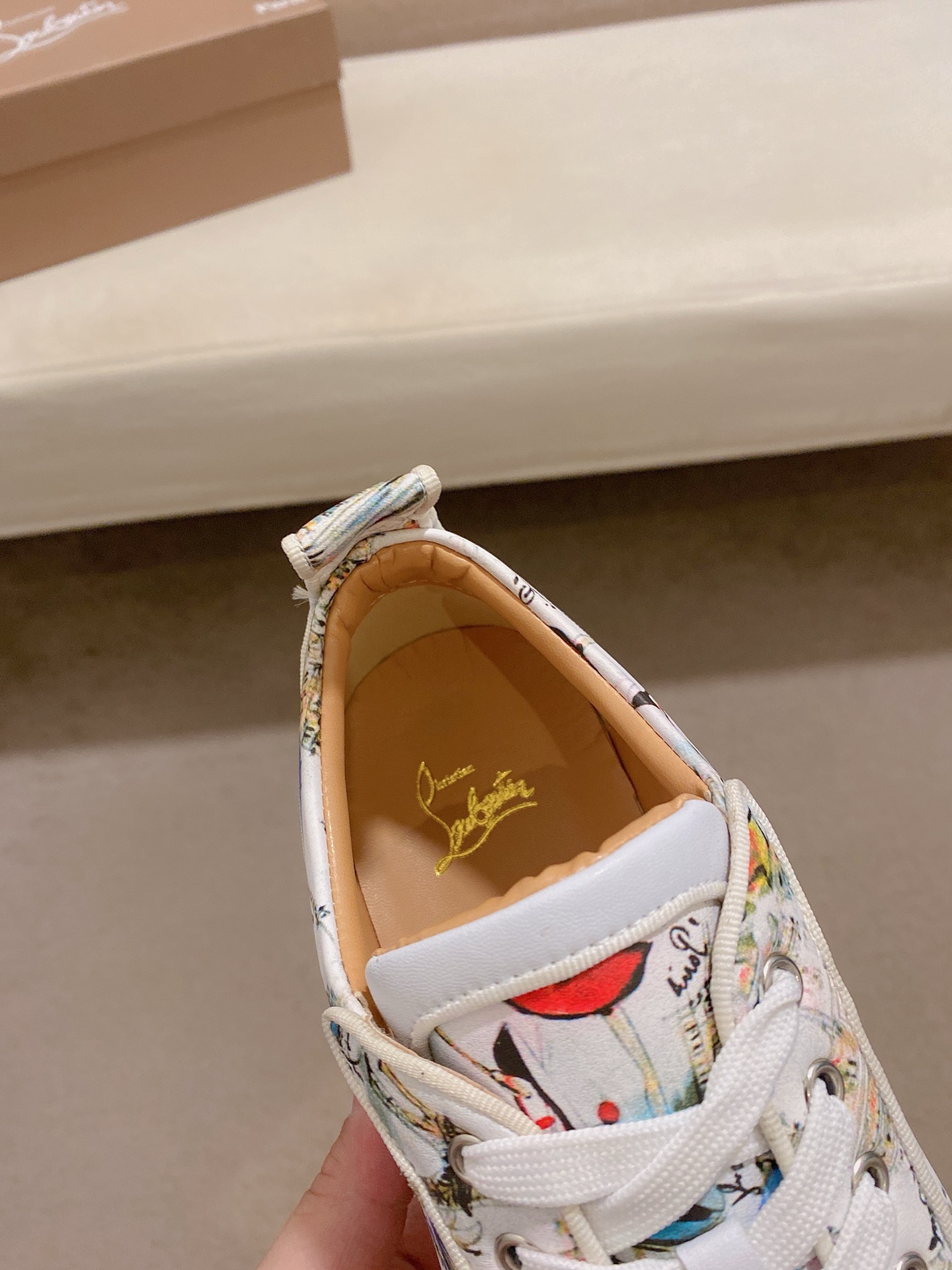 Christian Louboutin Graffiti Print Spike Sneakers Leather Lining White 7 i1744699382652 7485 0 5