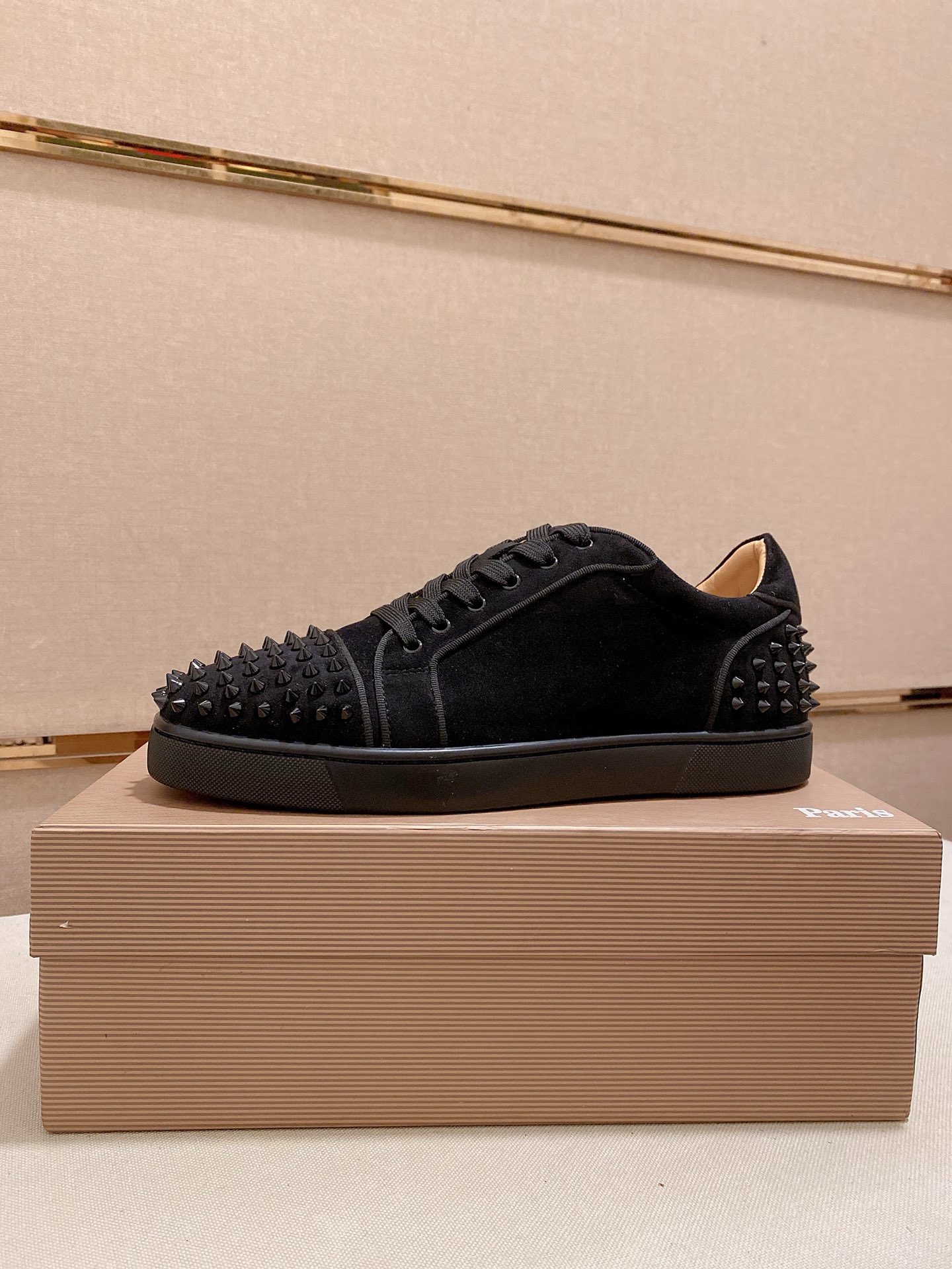 Christian Louboutin Men's Black Suede Spiked Low-Top Sneakers Size 38-44 2 i1744699401701 3054 0 0