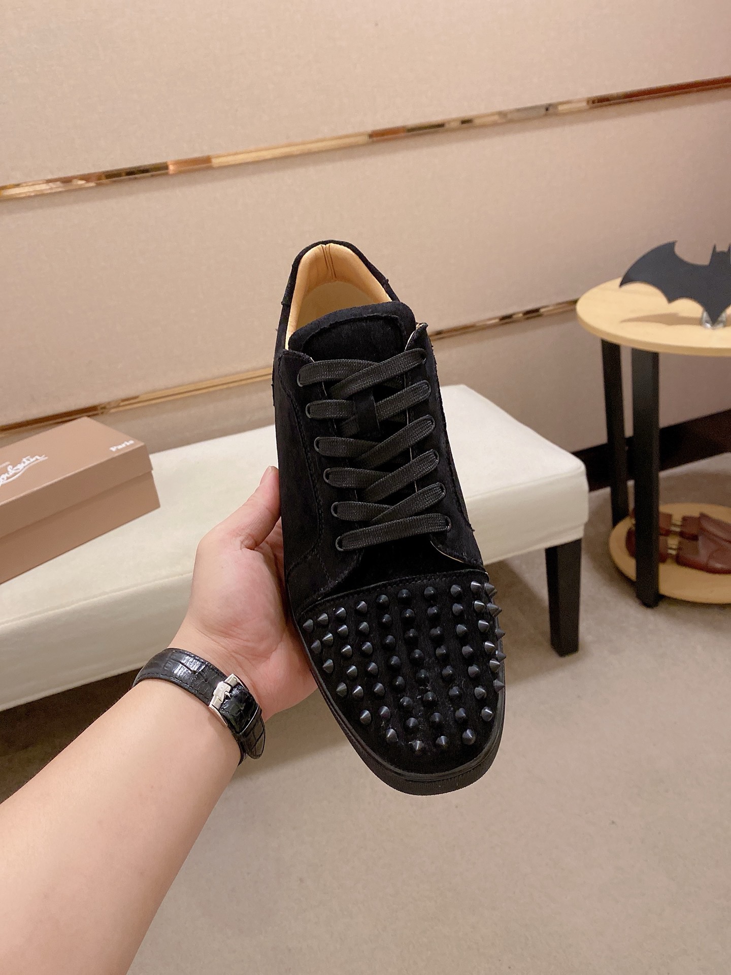 Christian Louboutin Black Suede Spiked Orlato Men's Low-Top Sneakers 3 i1744699424092 1966 0 1